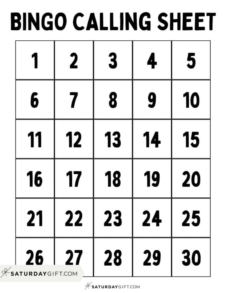 Cute &amp;amp; Free Printable Bingo Cards - 30 Cards + Calling Sheet for Free Printable Bingo Master Call Sheet