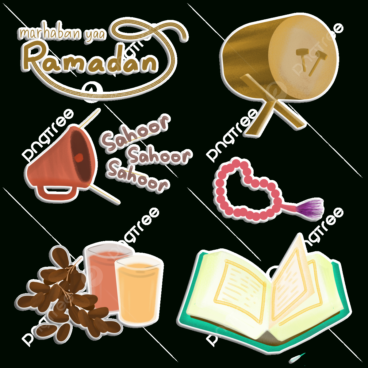 Cute Printable Ramadan Sticker Collection, Cute Clipart, Sticker in Printable Ramadan Stickers