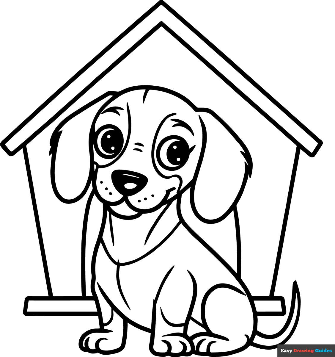 Dachshund Puppy Doghouse Coloring Page | Easy Drawing Guides in Free Printable Dachshund Coloring Pages