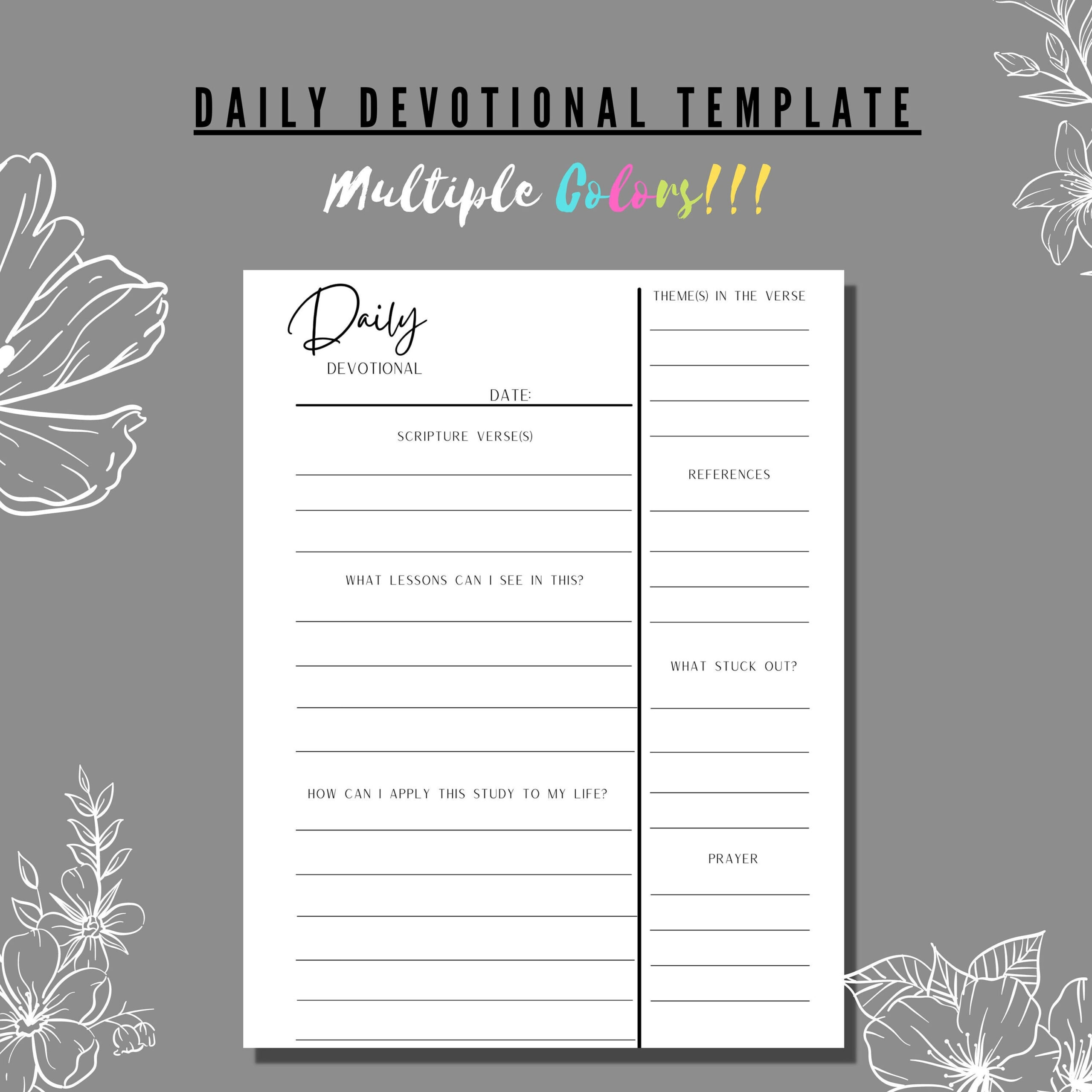 Daily Devotional Template Printable | Multicolor Bundle | Pdf 8.5 inside Free Printable Daily Devotions For Seniors