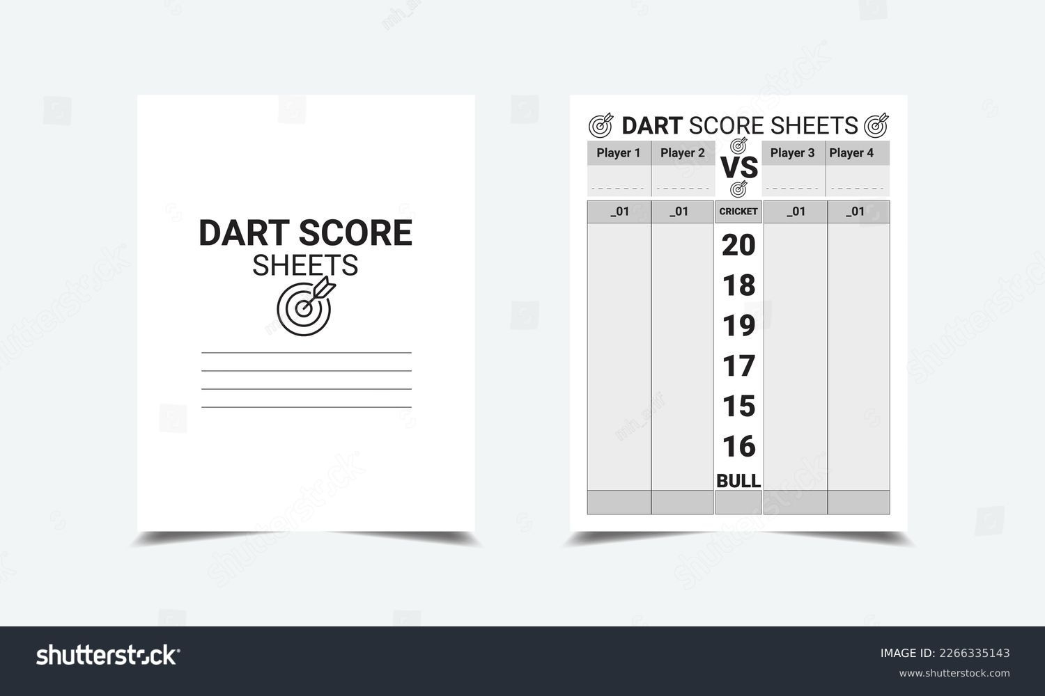 Dart Score Sheets Logbook Planer-Design Für: Stock-Vektorgrafik intended for Printable Dart Score Sheets