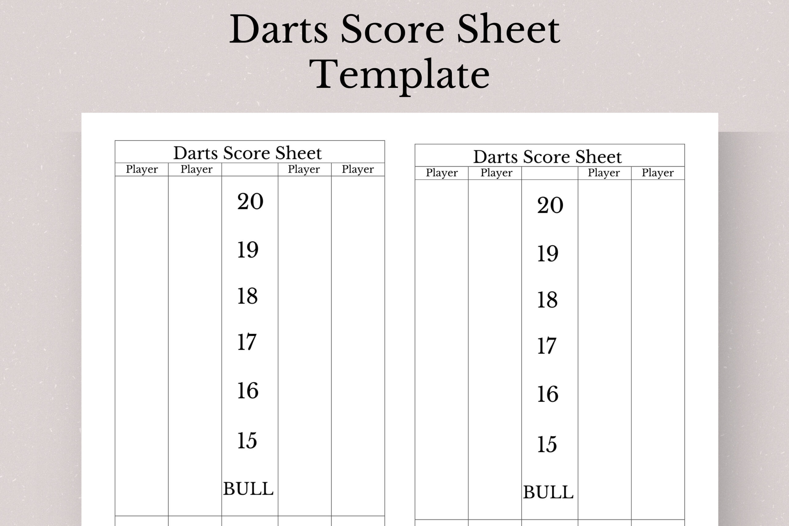 Darts Score Sheet Template, Printable Darts Score Sheet, Darts pertaining to Printable Dart Score Sheets