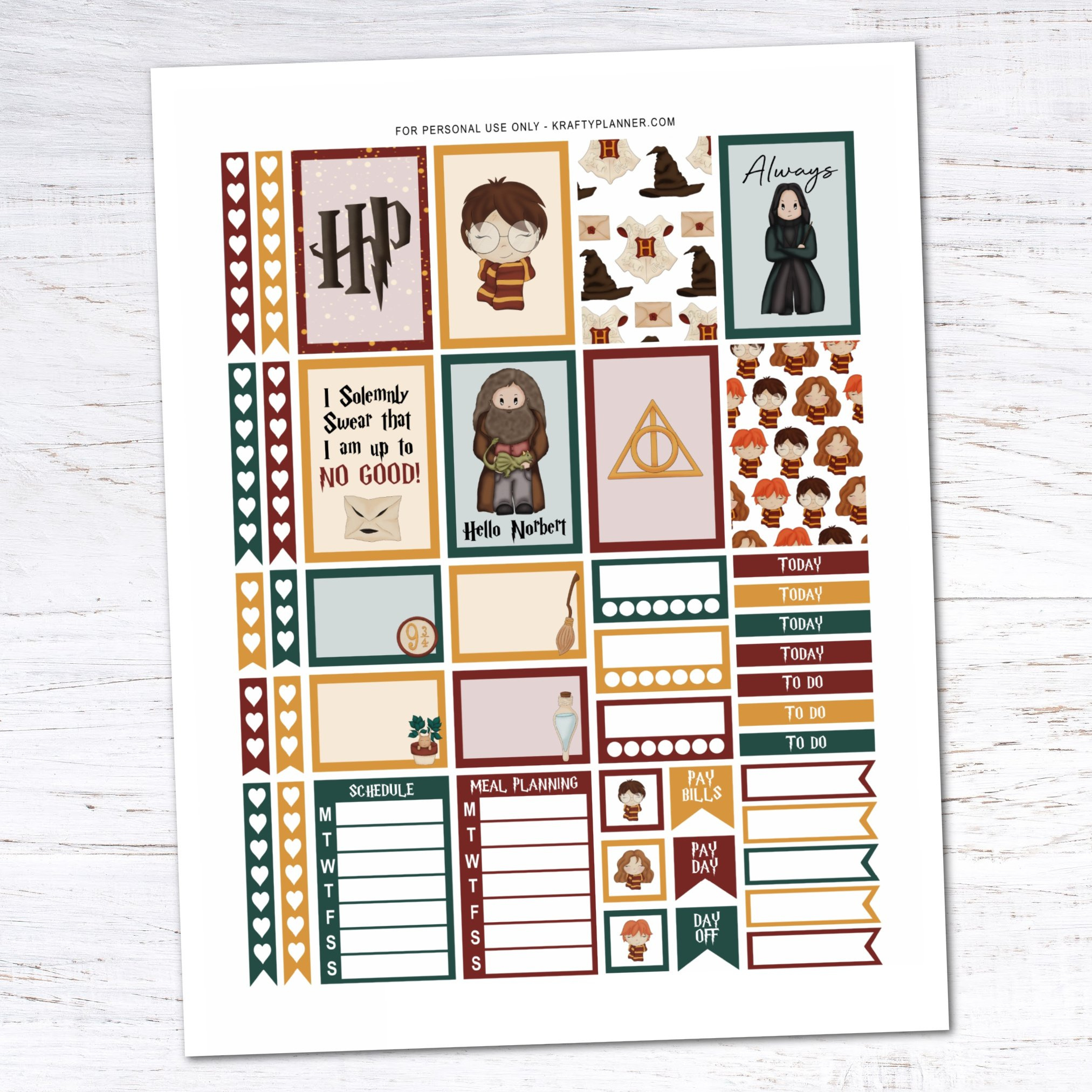 Day 7: Free Printable Harry Potter Printable Planner Stickers in Harry Potter Printable Stickers