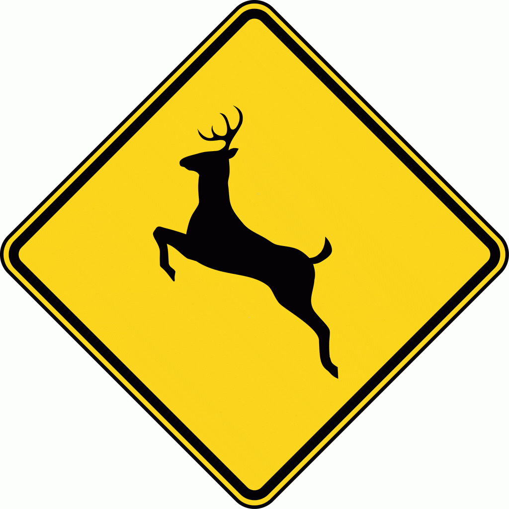 Deer Crossing, Color | Clipart Etc within Printable Deer Crossing Sign