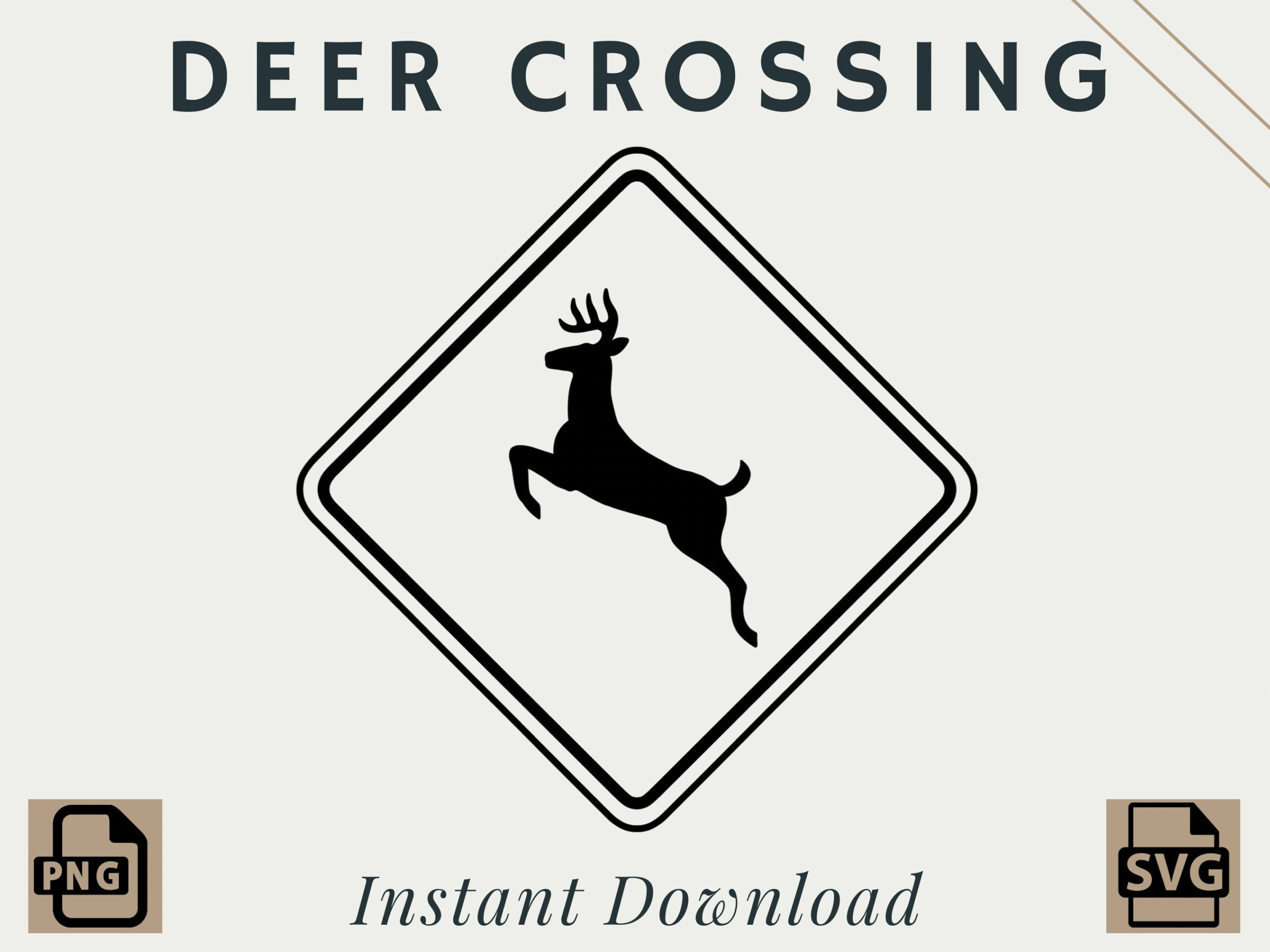 Deer Crossing Road Sign | Png | Svg | Digital Download | Printable with Printable Deer Crossing Sign