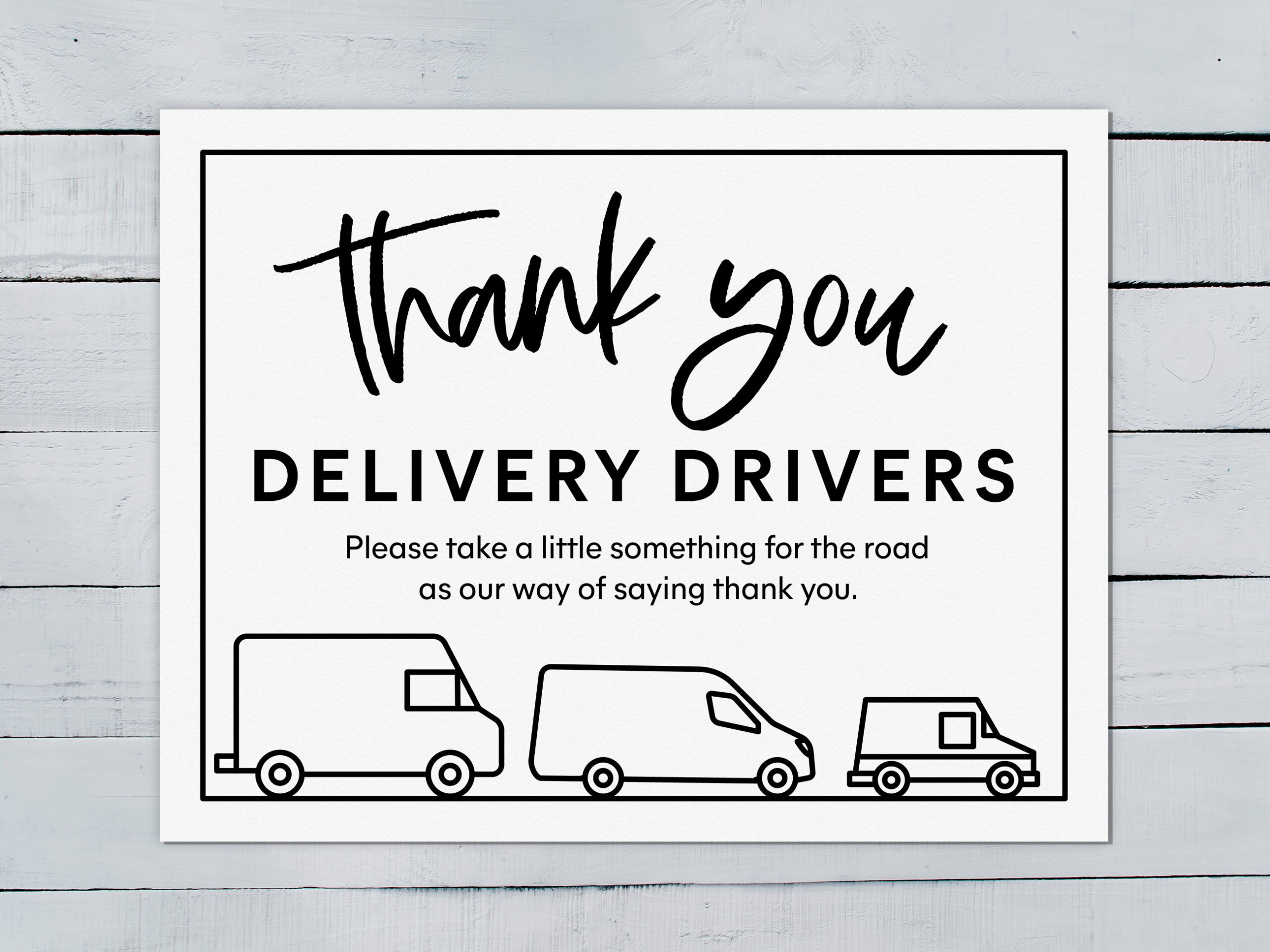 Delivery Driver Thank You Appreciation Snack Sign Printable | 8.5X11&amp;quot; | For Usps, Fedex, Ups, Amazon Prime Drivers regarding Thank You Note For Delivery Drivers Free Printable