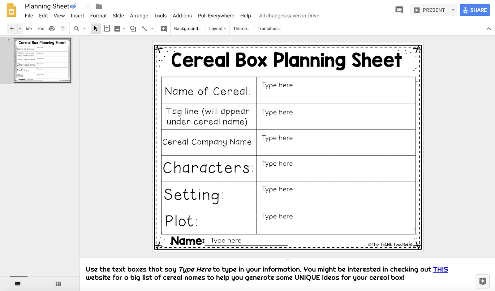Design A Cereal Box In Google Drawing: Book Report Idea | The intended for Printable Cereal Box Book Report Template Free
