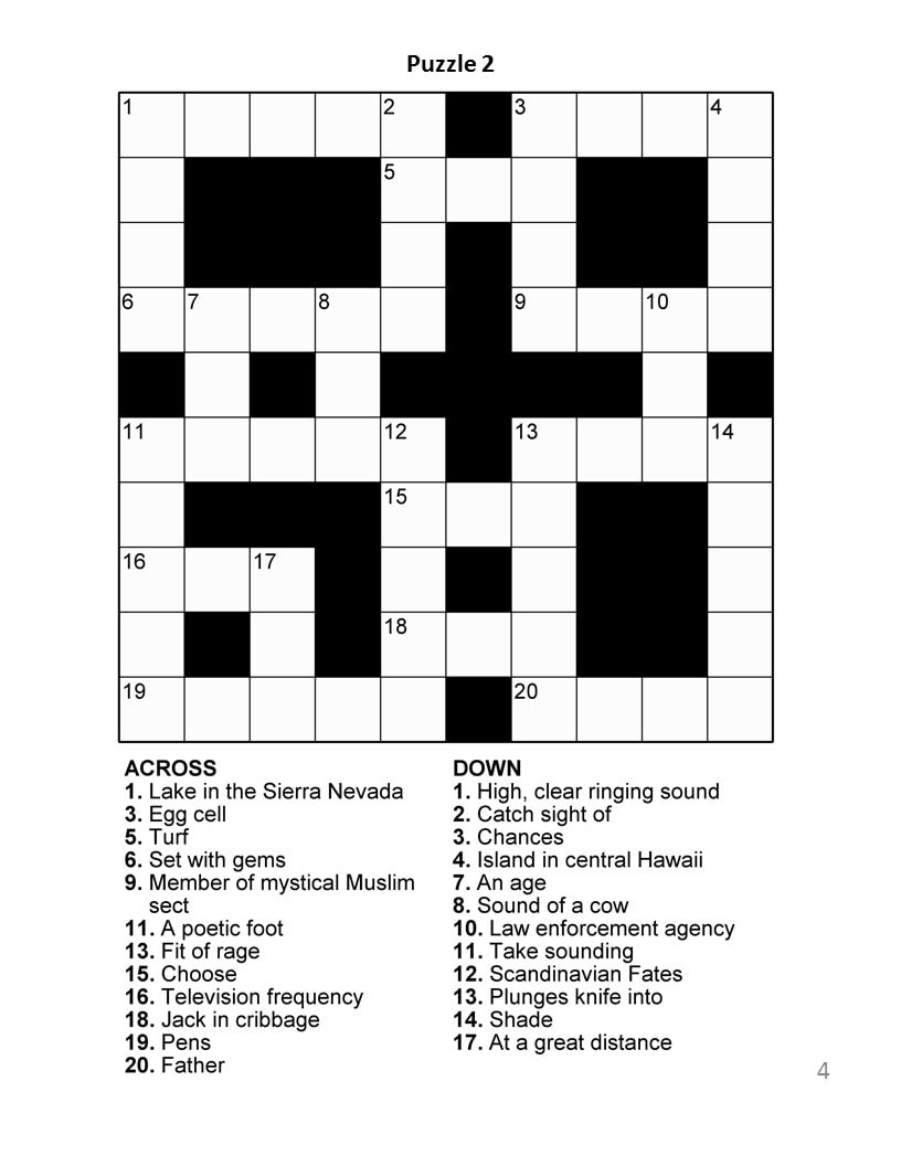 Digital Download 100 Printable Crossword Puzzles For Adults, Fun for Crosswords For Seniors Printable
