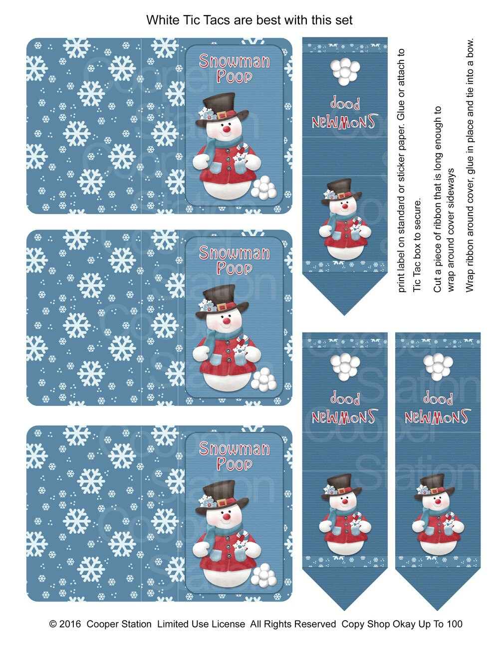 Digital Printable Snowman Poop Tic Tac Cover Package - Christmas pertaining to Snowman Poop Labels Free Printables