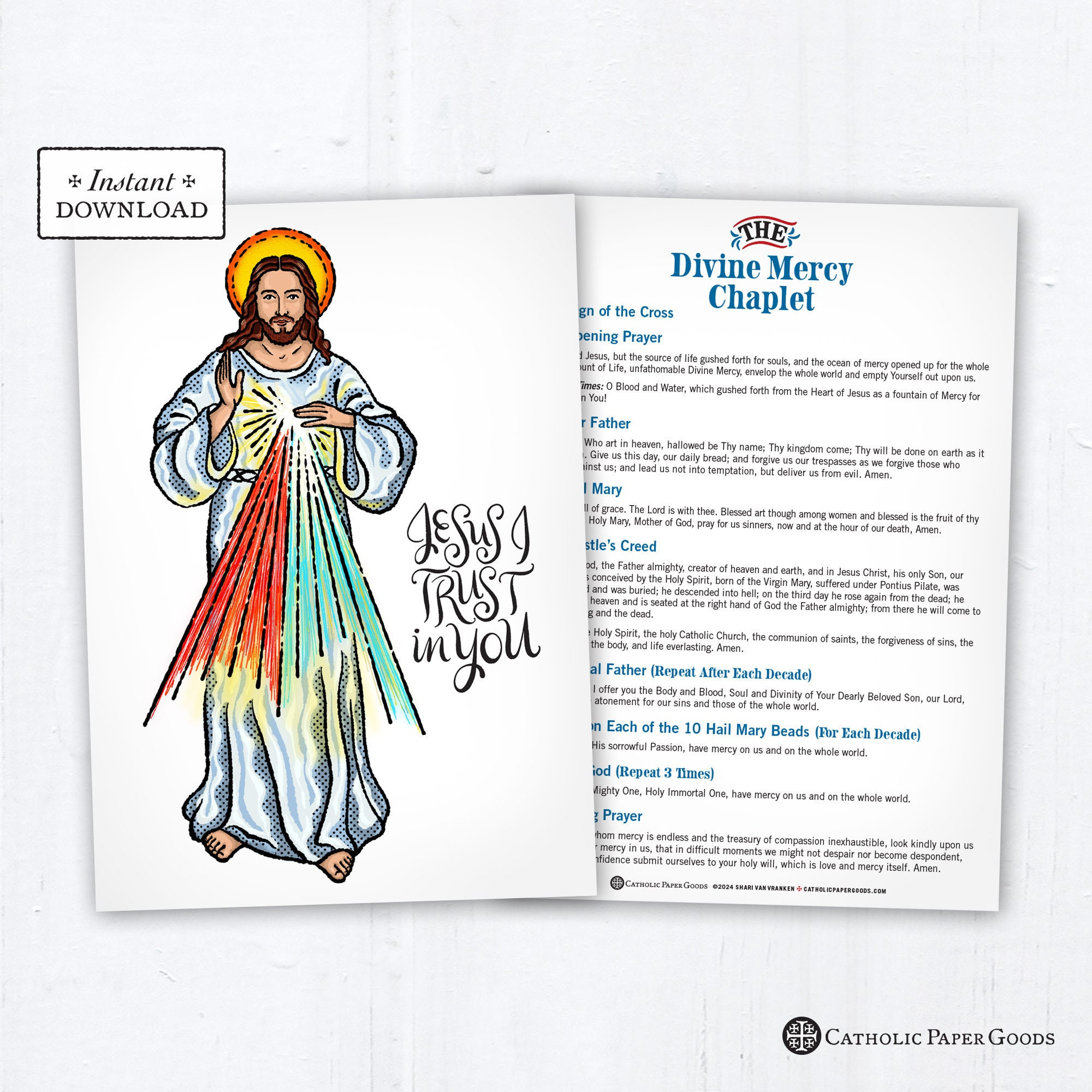 Divine Mercy Jesus I Trust In You, Divine Mercy Chaplte Catholic for Printable Divine Mercy Prayer Card