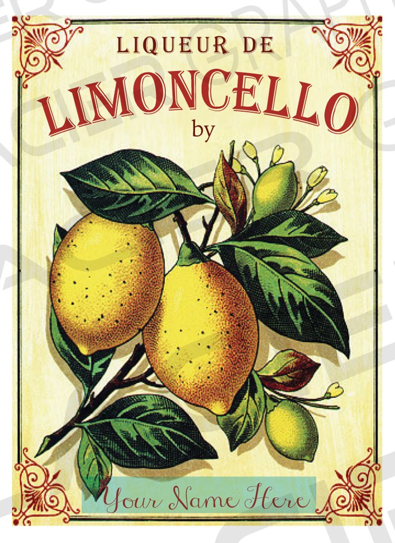 Diy Limoncello Label Customizable Limoncello Bottle Label intended for Free Printable Limoncello Labels Template