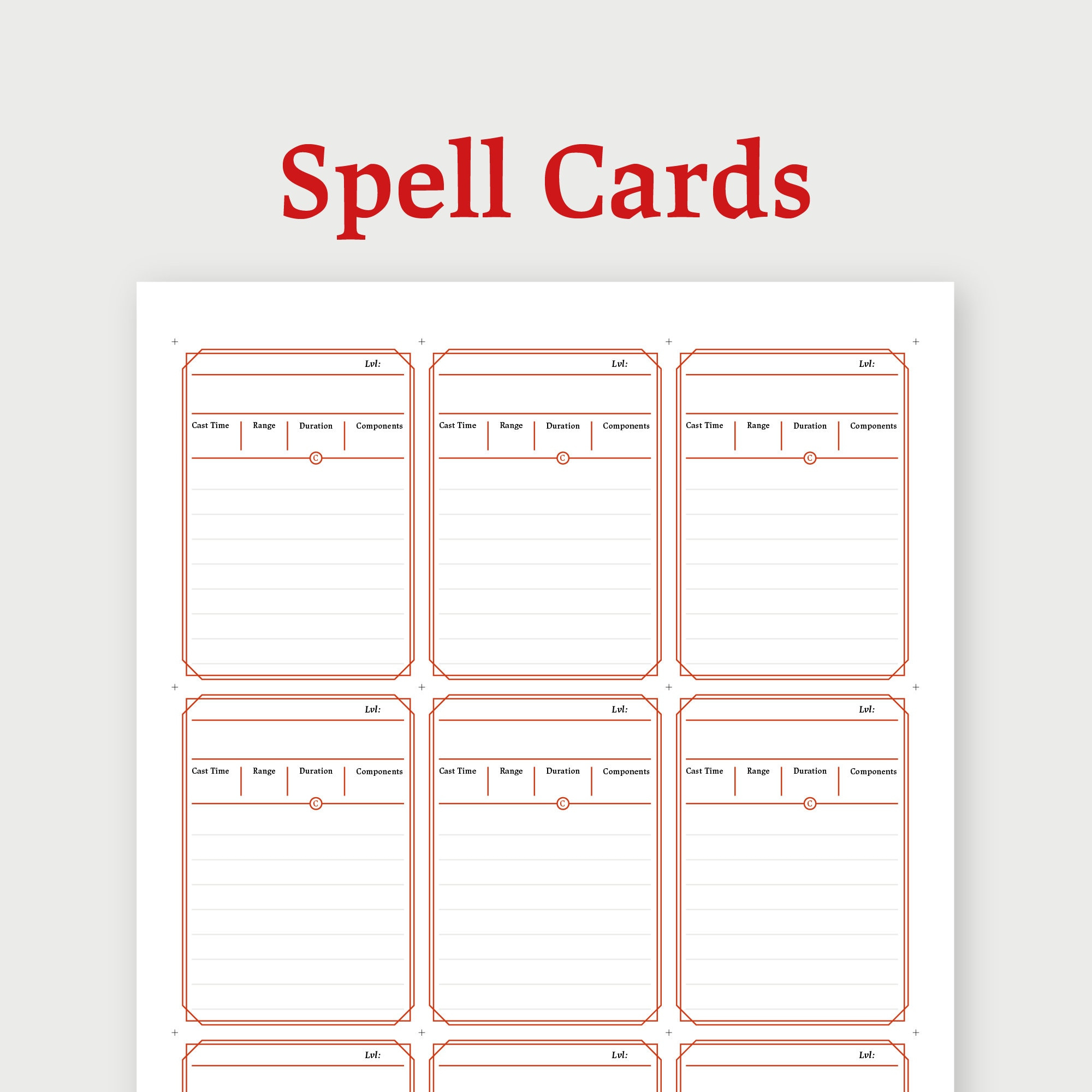 Diy Printable Spell Cards - Etsy Uk regarding Free Printable Spell Cards 5E
