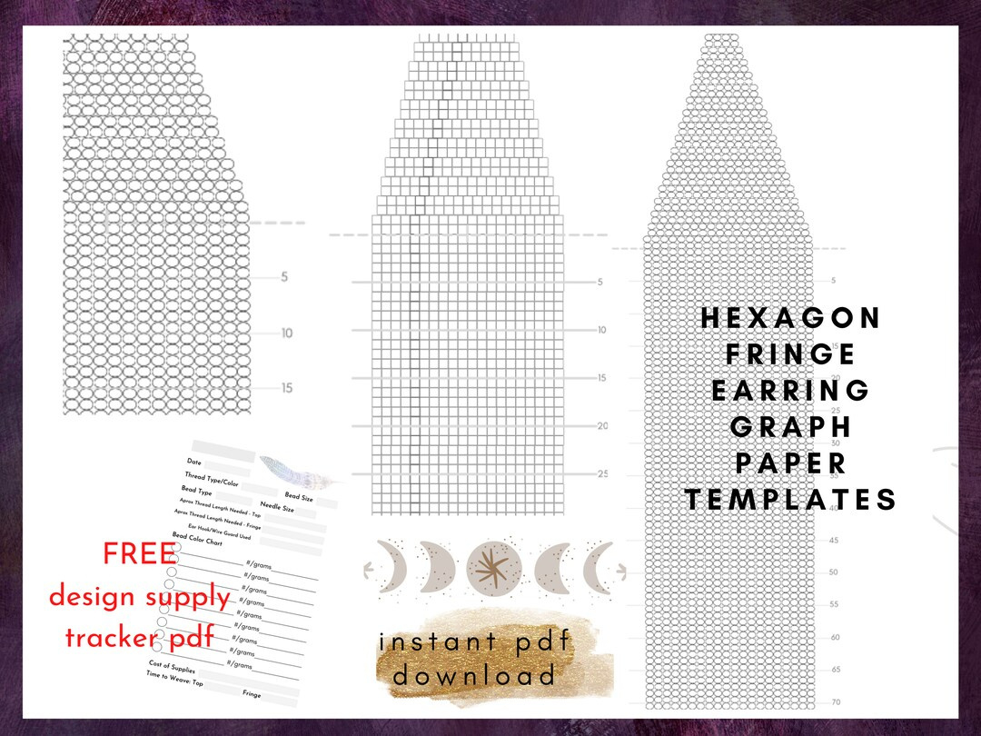 Double Brick Stitch Fringe Earring Graph Paper Template For Delica And Seed Bead Pdf Download With Free Supply Tracker Sheet - Etsy for Free Printable Brick Stitch Earring Graph Paper
