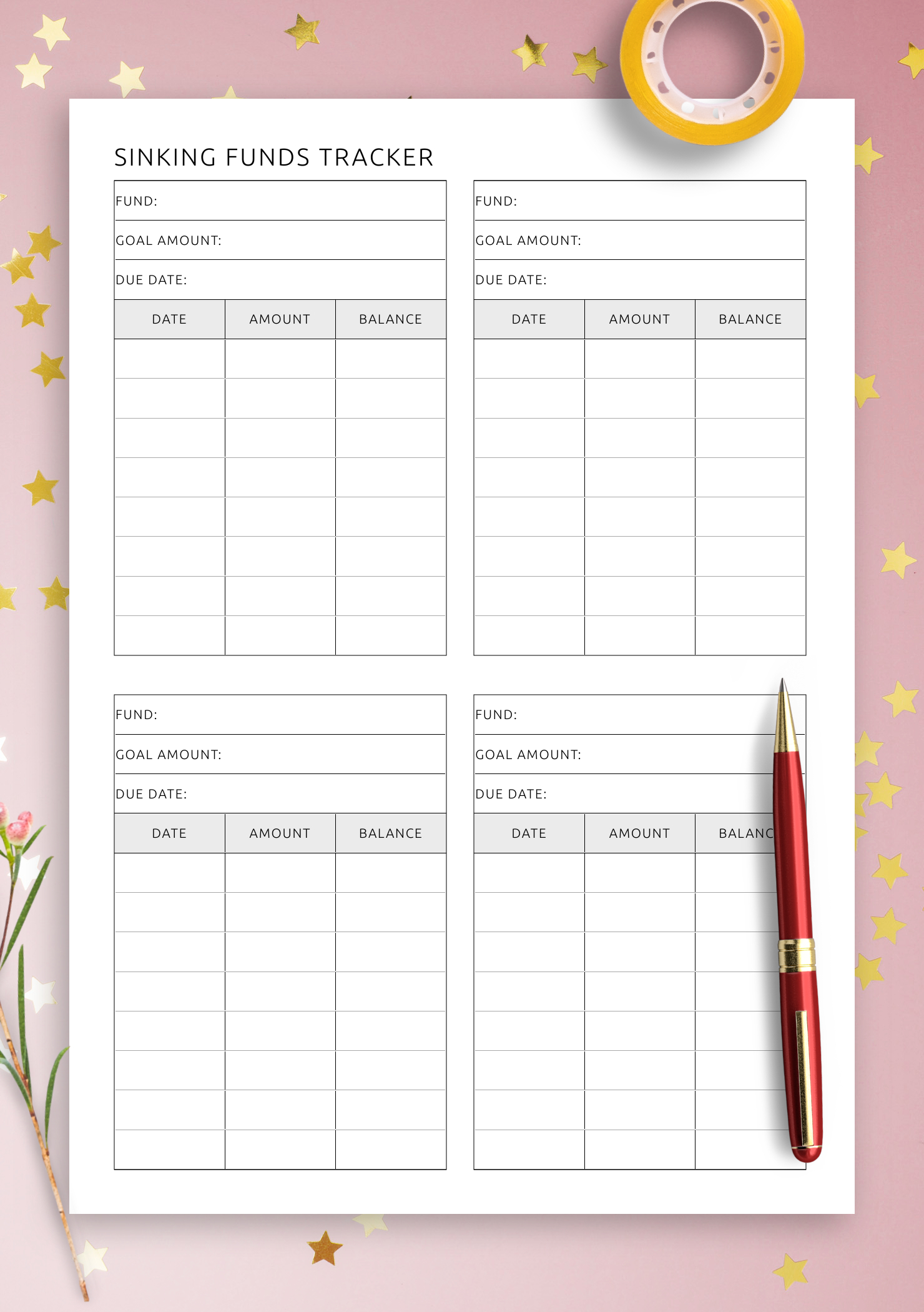 Download Printable Blank Sinking Funds Tracker Template Pdf pertaining to Sinking Funds Tracker Printable Free