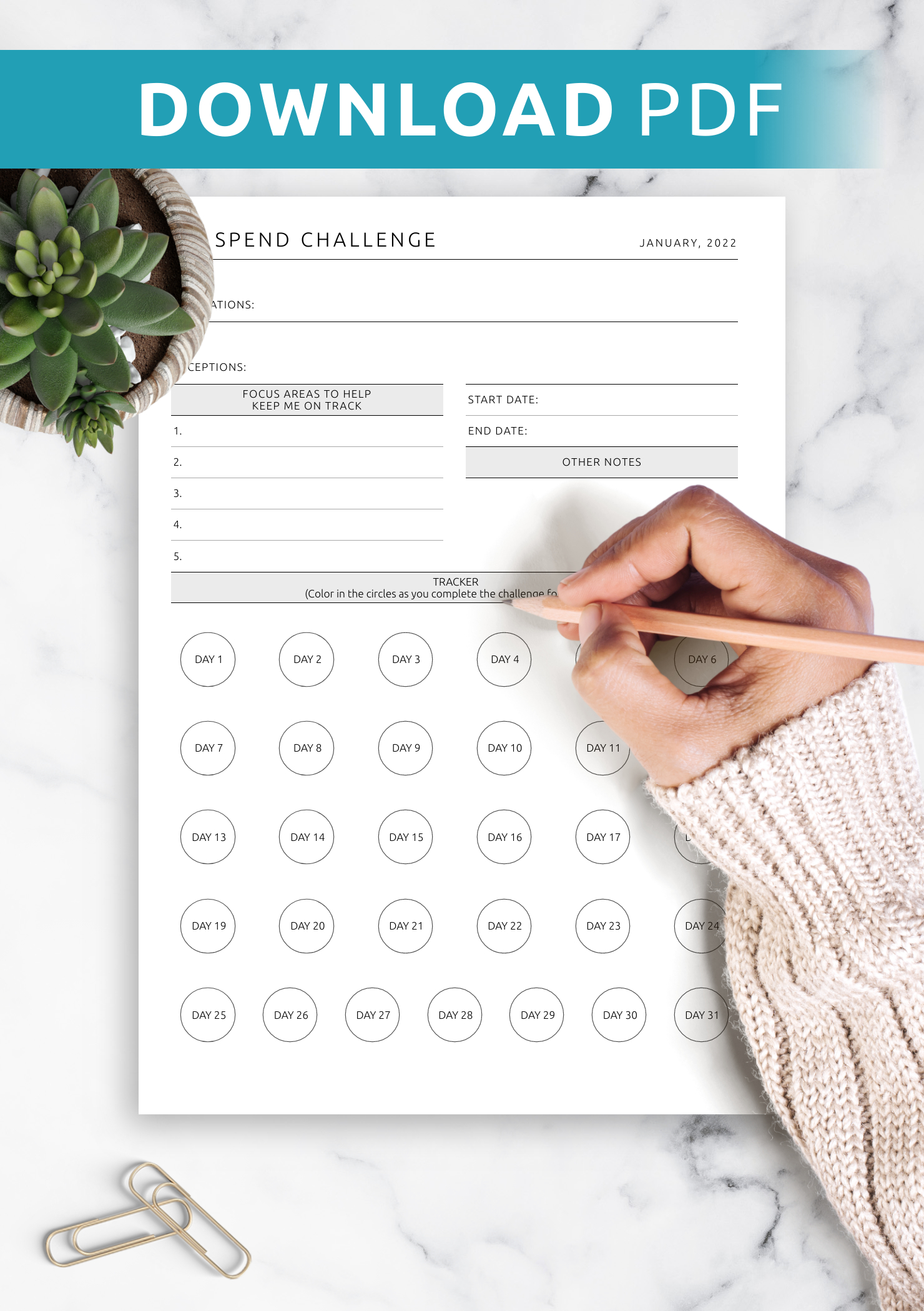 Download Printable Monthly No Spend Challenge Tracker Template Pdf in No Spend Month Tracker Printable