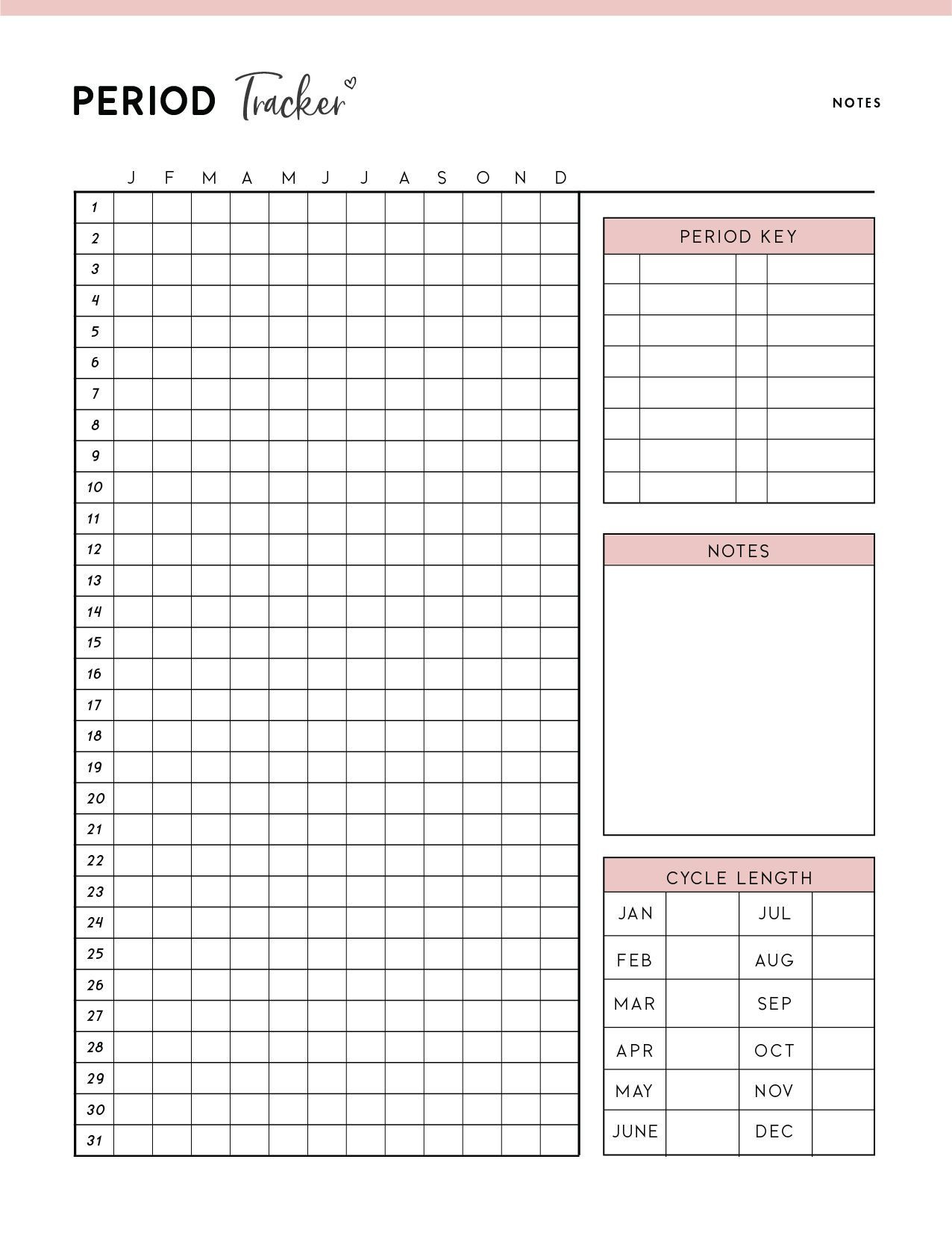 Download Printable Period Tracker Pdf - World Of Printables for Free Printable Period Tracker