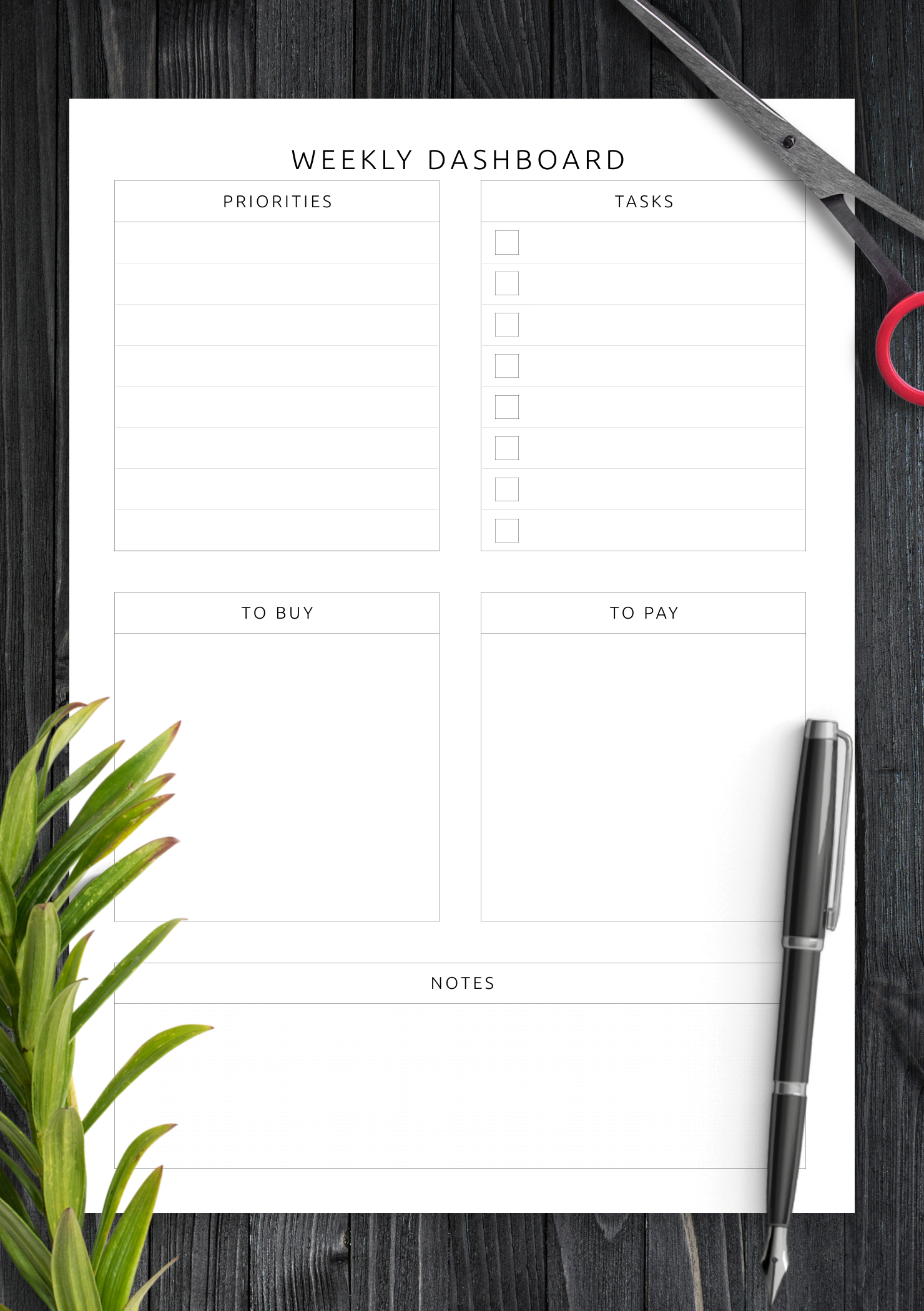 Download Printable Weekly Dashboard Template Pdf pertaining to Free Planner Dashboard Printable