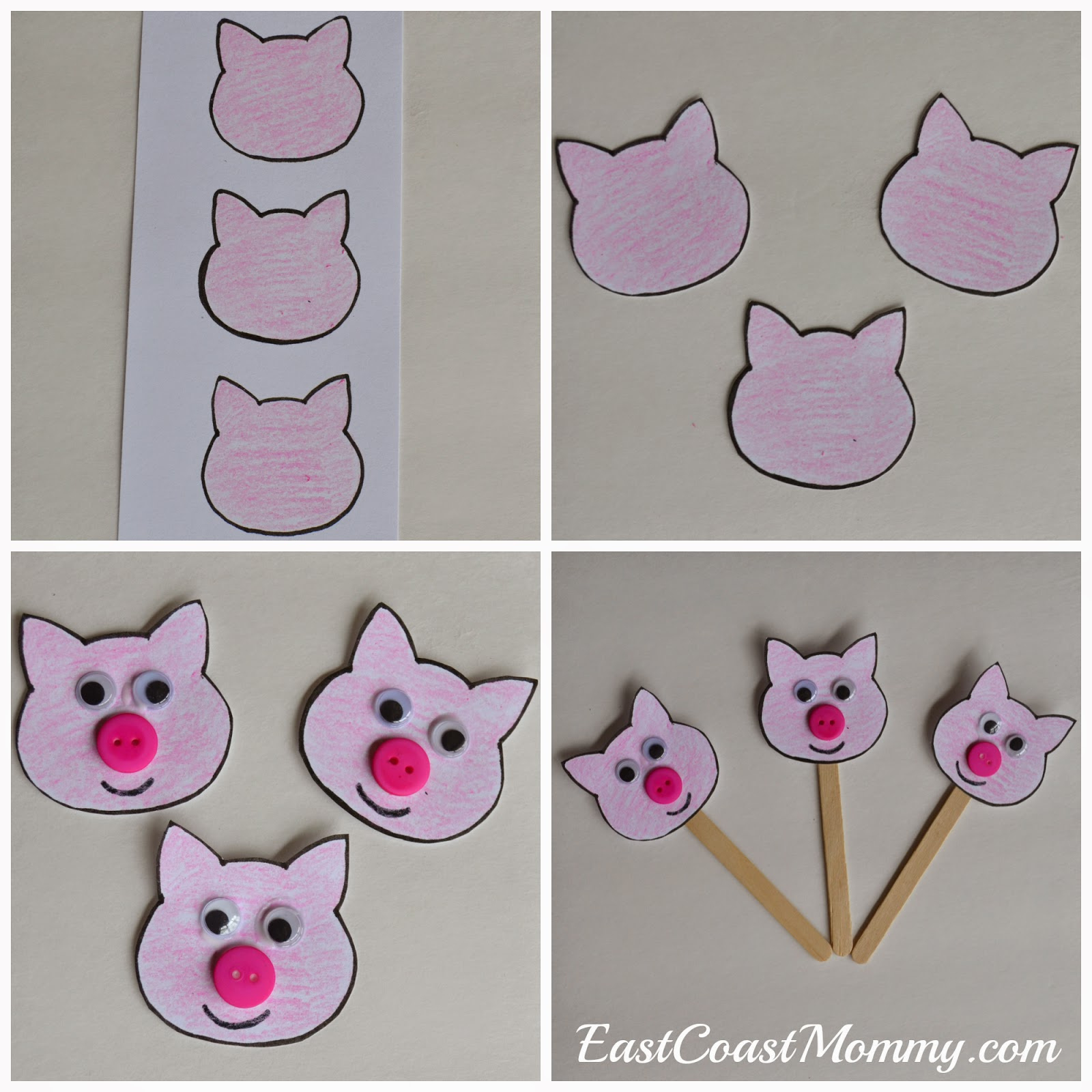 East Coast Mommy: Number Crafts {Number Three} The Three Little regarding Printable Three Little Pigs Craft