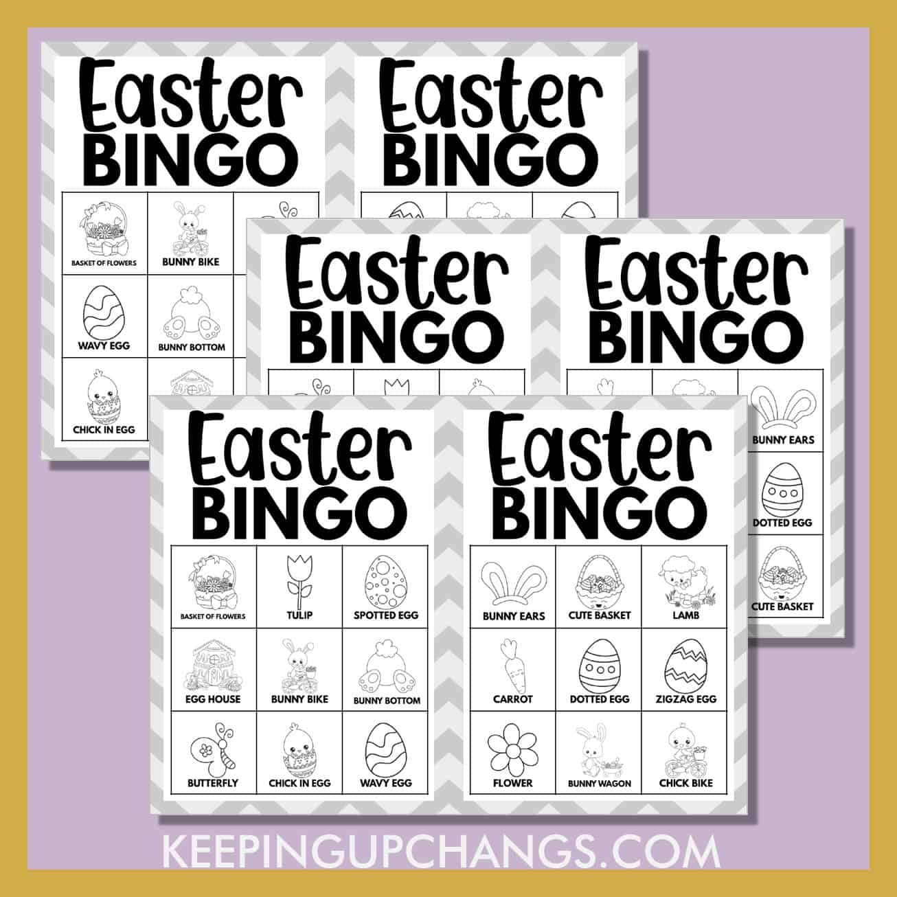 Easter Bingo Black White Pictures &amp;amp; Words (3X3 Grid) [Free Printable!] with Easter Bingo Printable Black And White