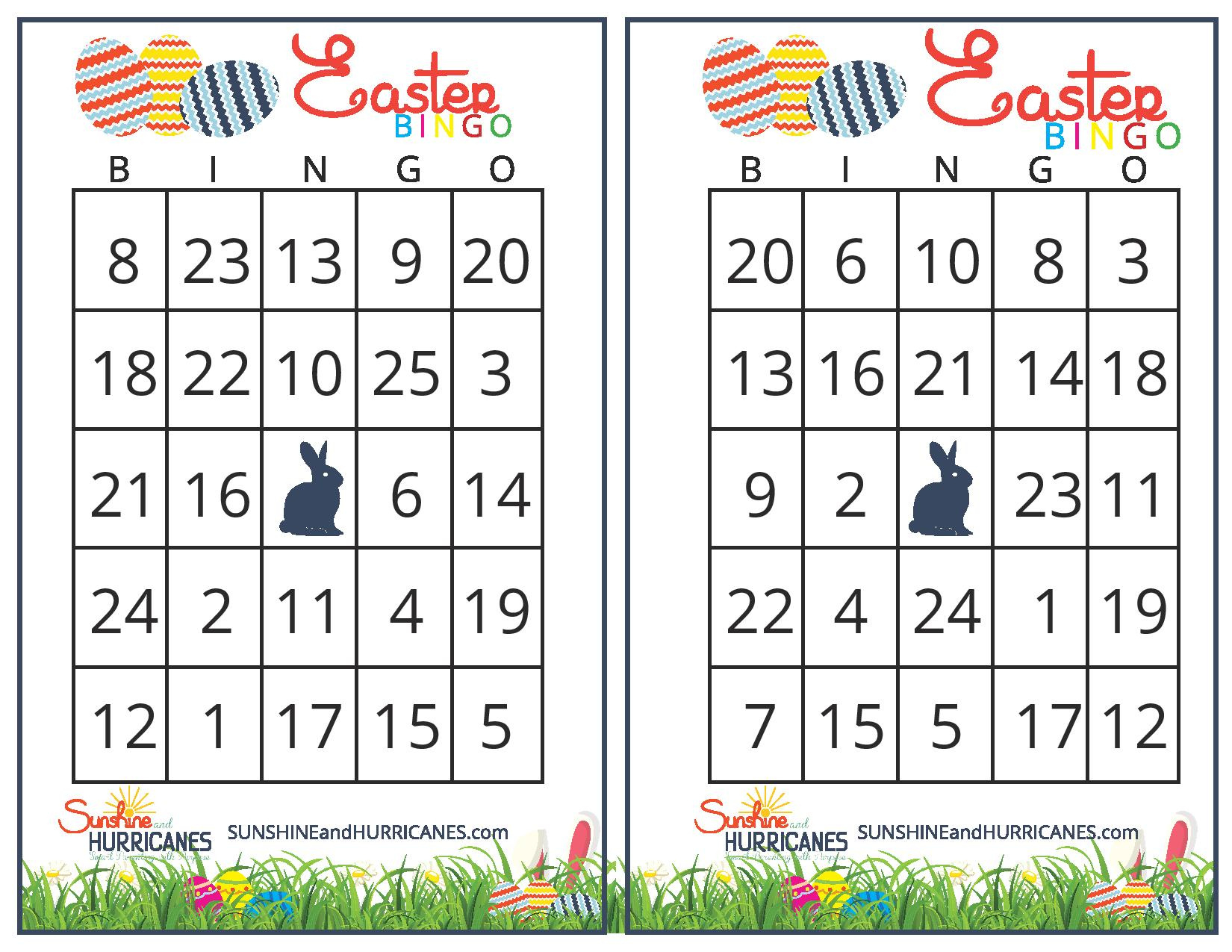 Easter Bingo - Printable Easter Games with Easter Bingo Cards with Numbers