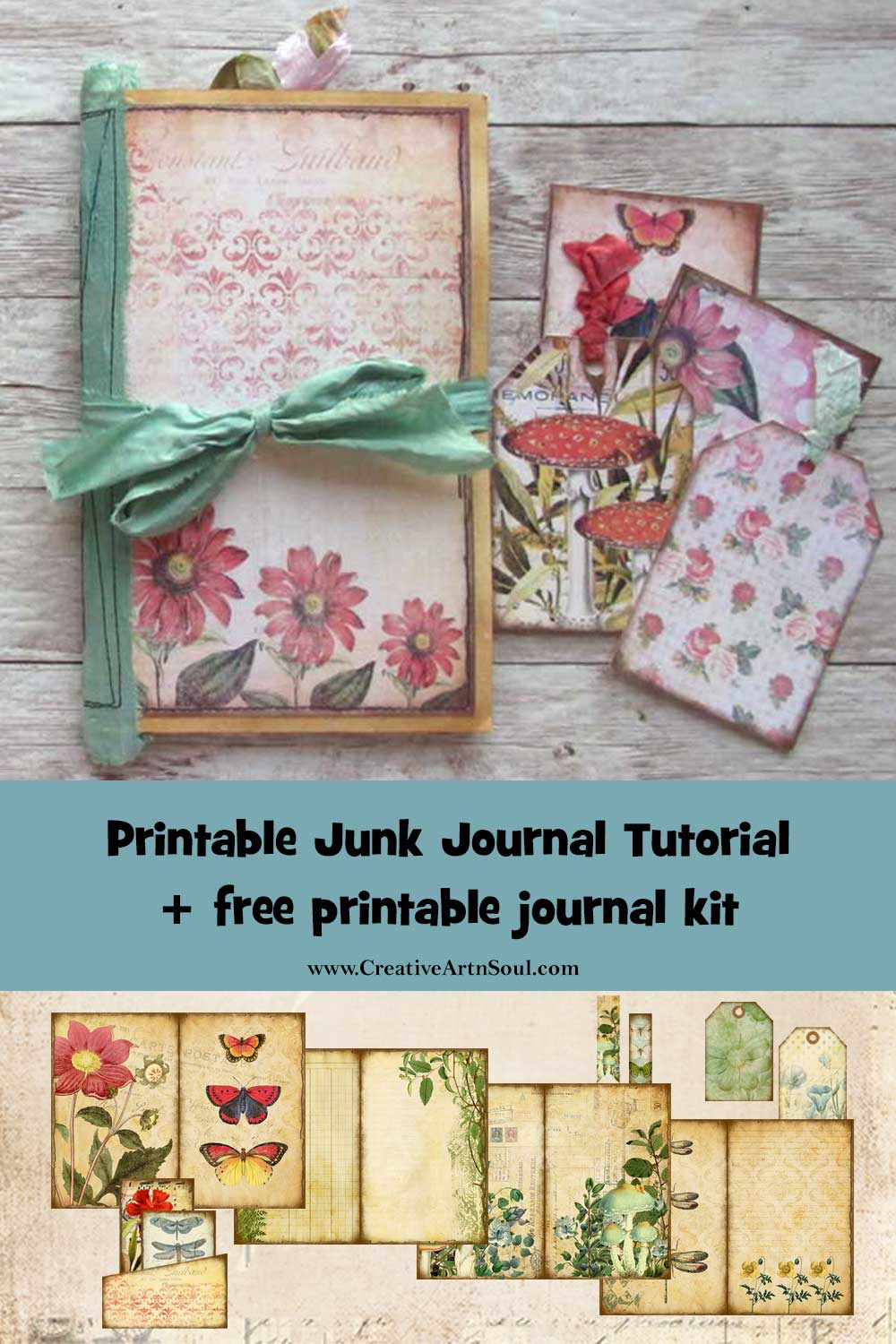 Easy Printable Junk Journal Tutorial + Free Printable Junk Journal regarding Free Printable Junk Journal Kits