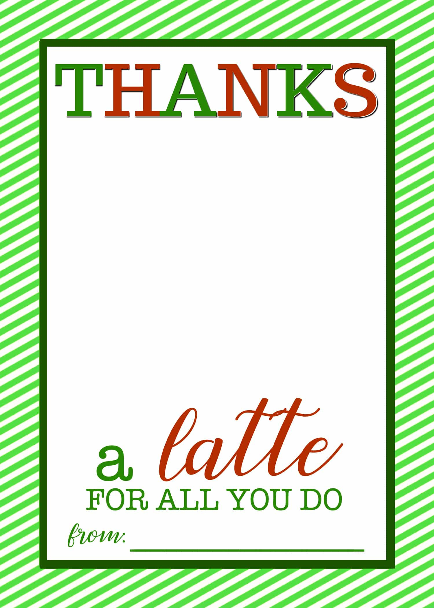 Easy Teacher Gift Craft &amp;quot;Thanks A Latte&amp;quot; Starbucks Gift Card in Thanks A Latte Free Printable