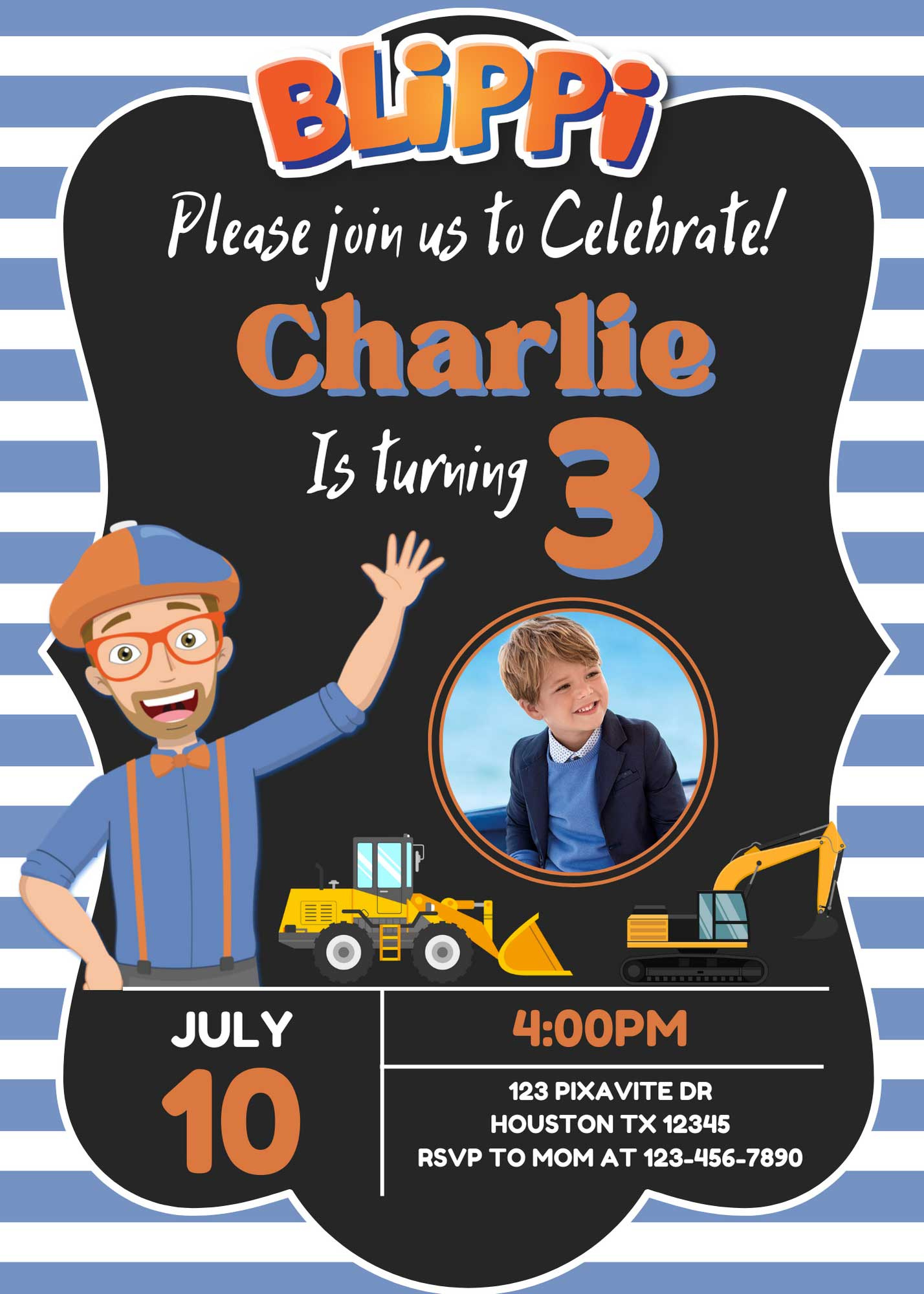 Editable Blippi Birthday Invitation Template | Adorable Invite with Free Printable Blippi Birthday Invitations