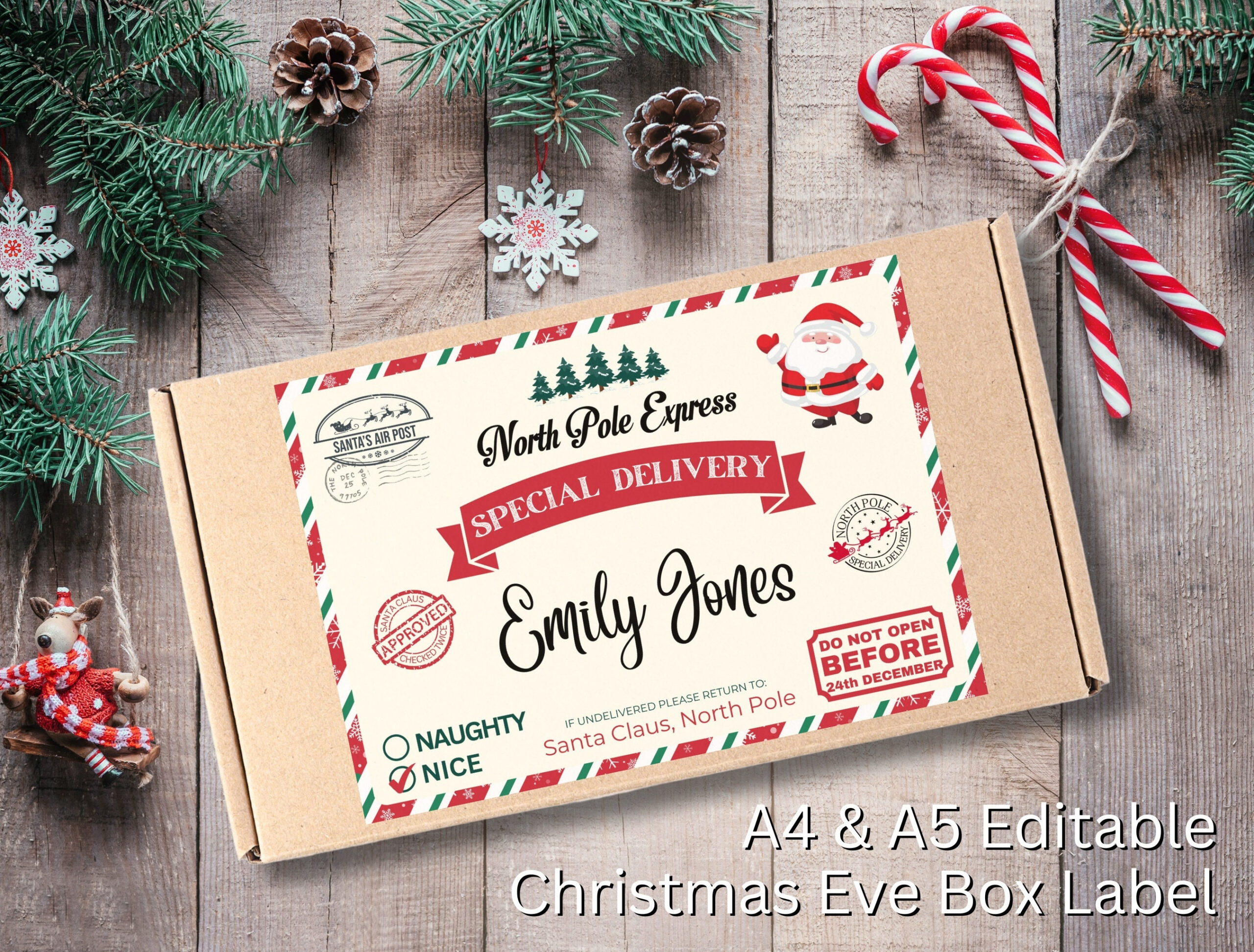 Editable Christmas Eve Box Label And Christmas Eve Treat Sheet inside Free Printable Christmas Eve Box Label Template
