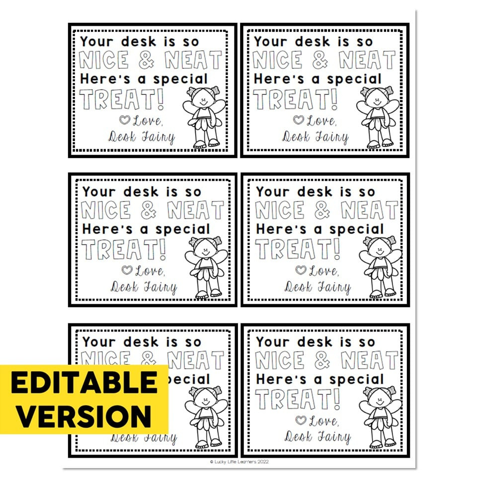 Editable - Classroom Setup - Back To School Resources - Desk Fairy inside Desk Fairy Notes Free Printable