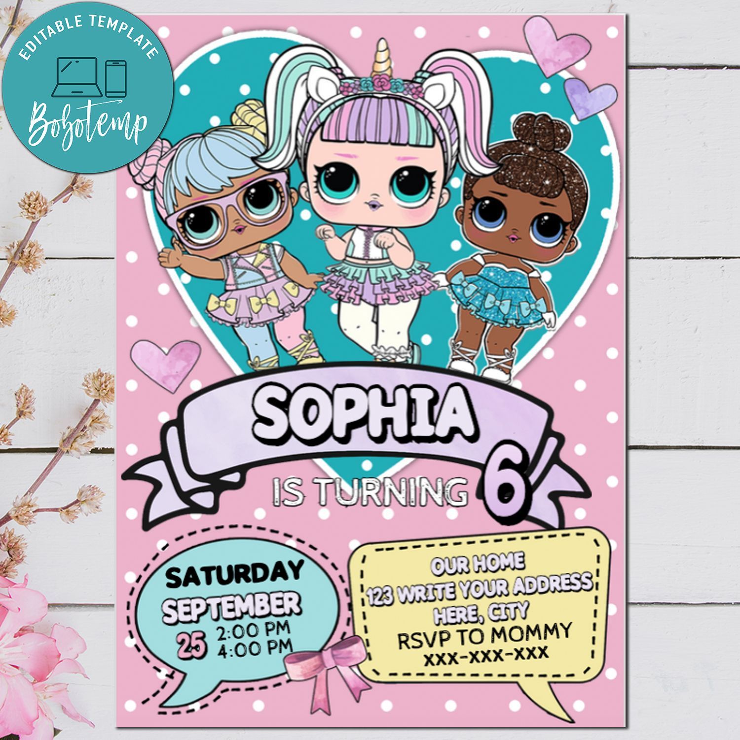 Editable Lol Surprise Dolls Birthday Invitation Templates Diy regarding Downloadable Free Printable Lol Surprise Invitation Template