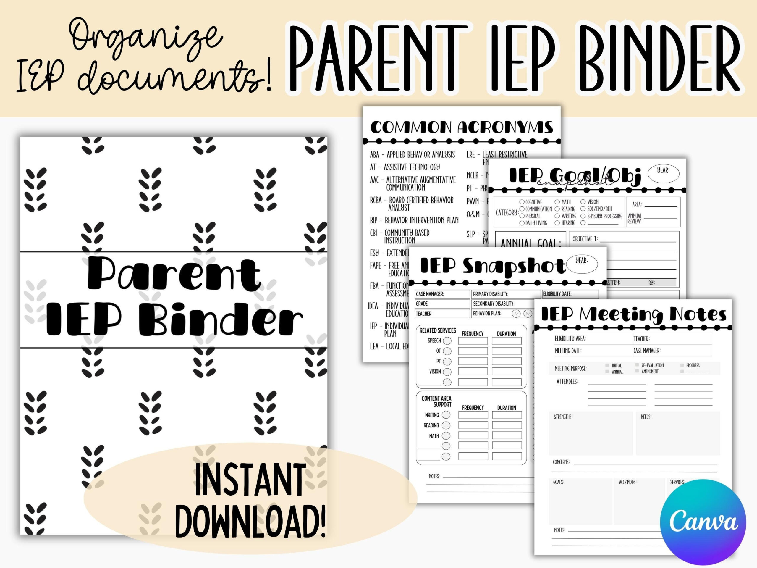 Editable Parent Iep Binder, Printable Iep Meeting Tracker intended for Free Iep Binder Printables For Parents