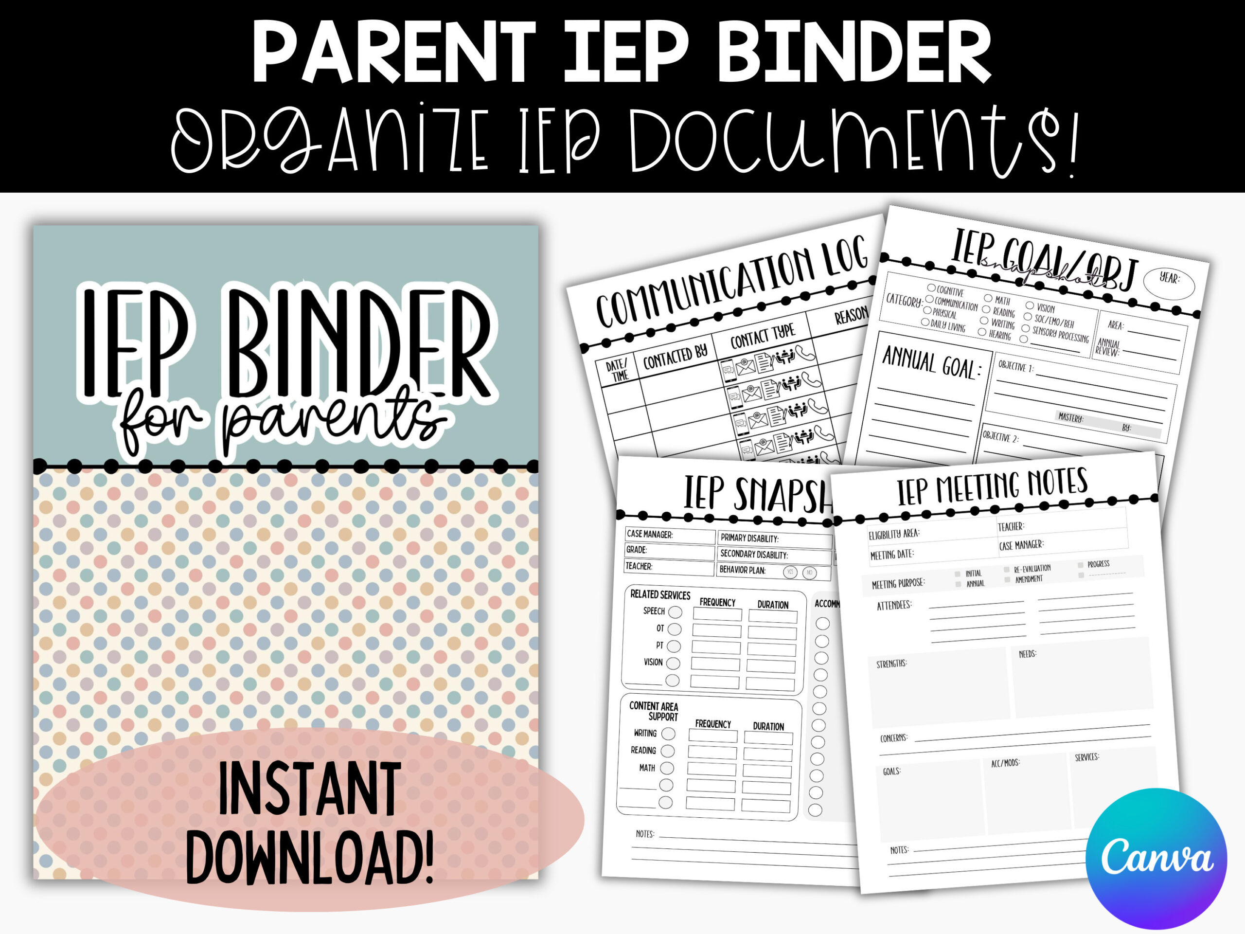 Editable Parent Iep Binder, Printable Iep Meeting Tracker with regard to Free Iep Binder Printables For Parents