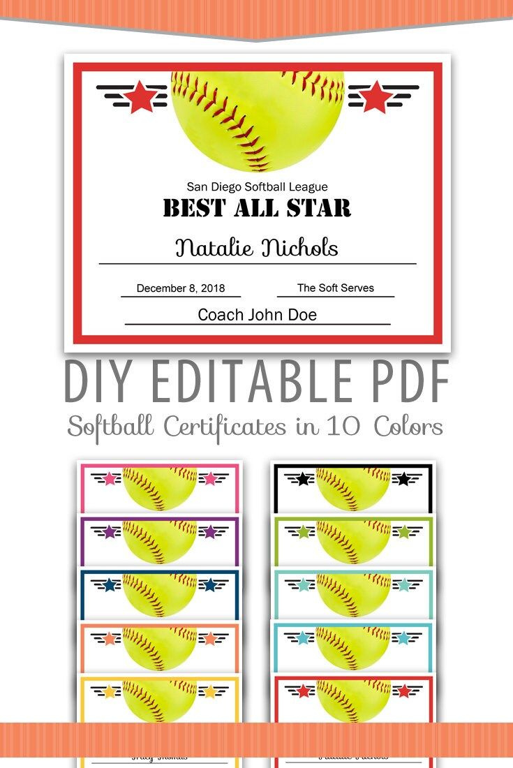 Editable Pdf Sports Team Softball Certificate Award Template In 10 with Free Printable Softball Certificate Template Free