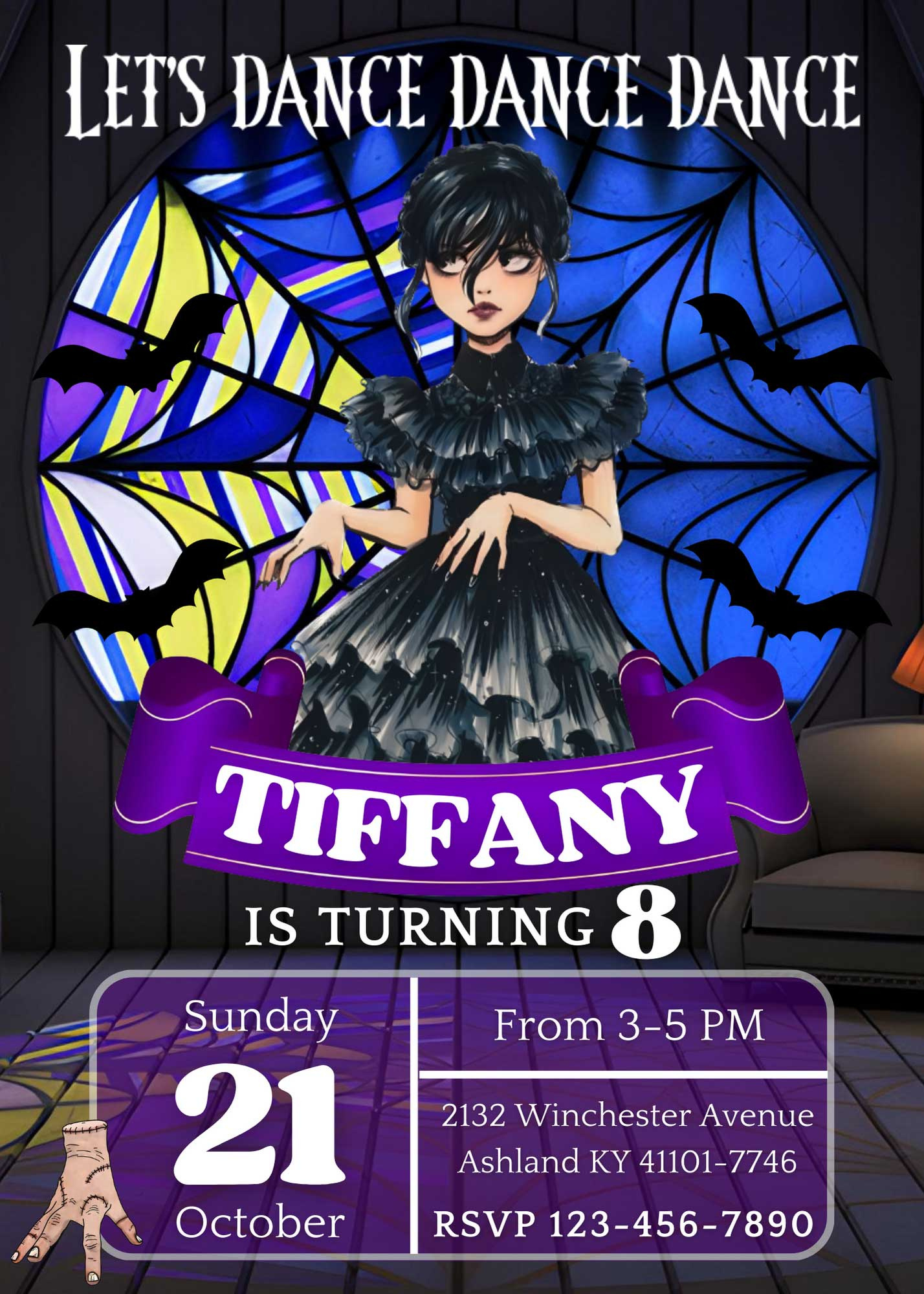 Editable Wednesday Birthday Invitation Template | Fantastic Invite with Wednesday Addams Invitation Template Free Printable