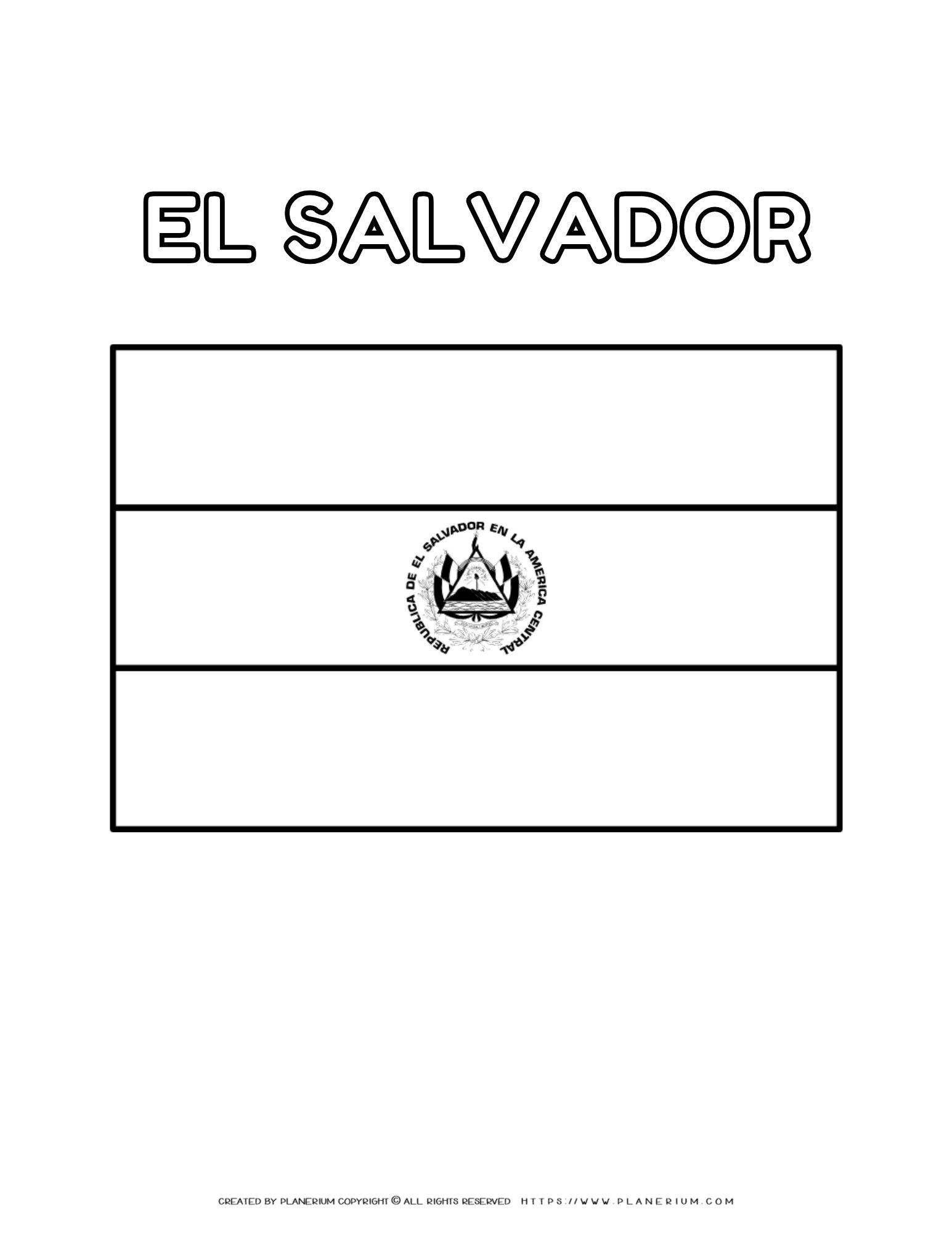 El Salvador Flag Coloring Page - Free Printable with El Salvador Flag Printable