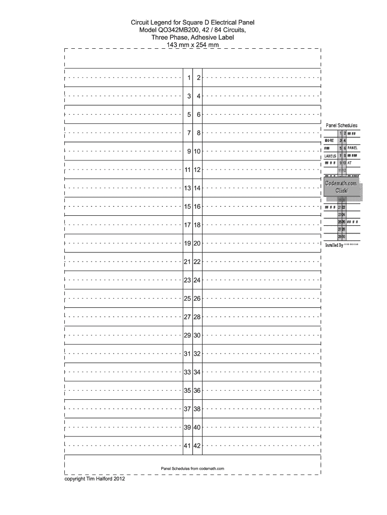 Electrical Panel Labels Template - Fill Online, Printable regarding Free Printable Circuit Breaker Directory Template