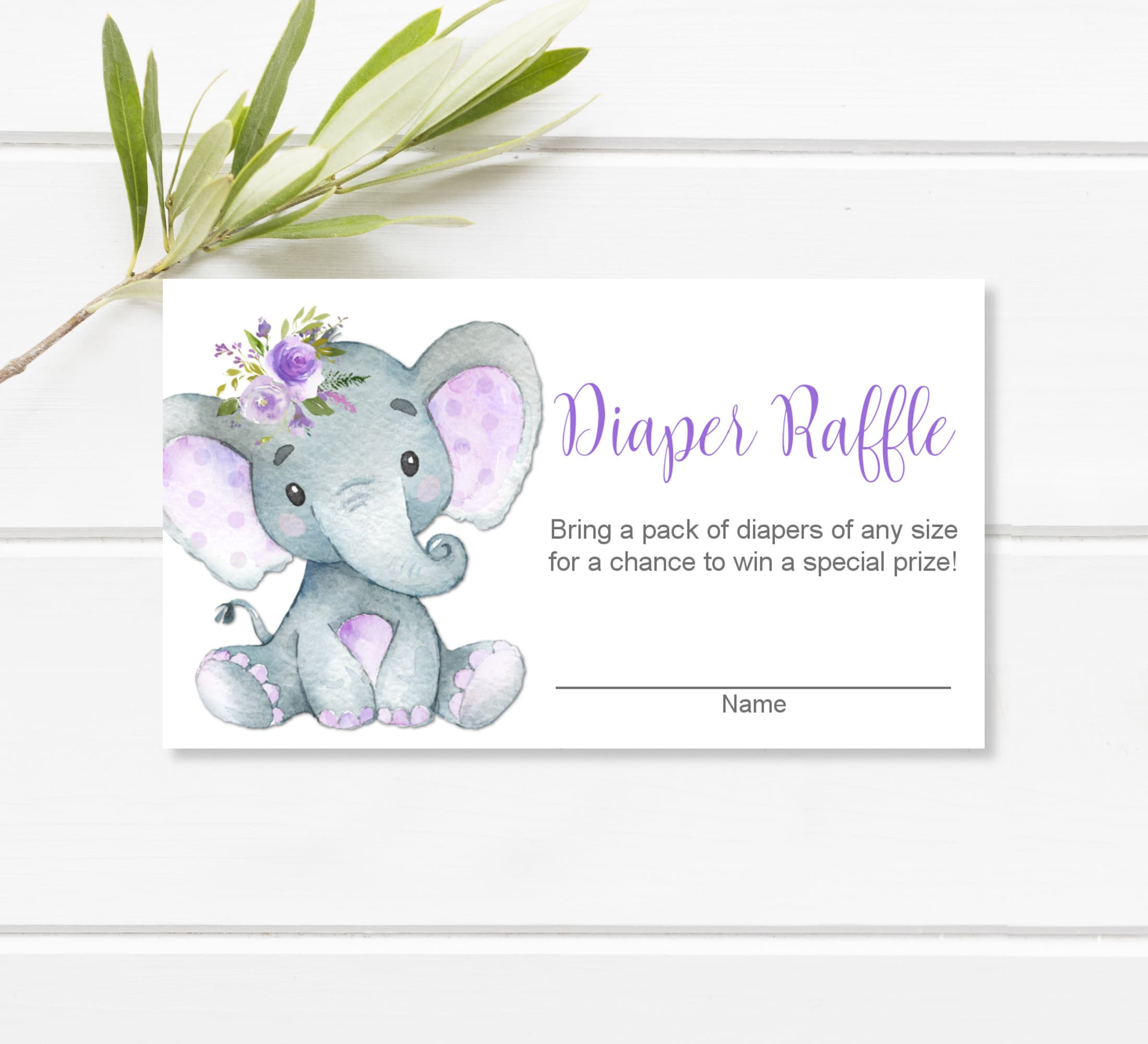 Elephant Baby Shower Diaper Raffle Tickets Printable Purple regarding Free Printable Diaper Raffle Tickets Elephant