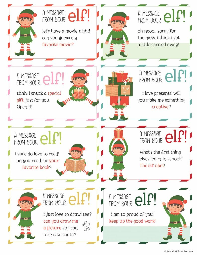 Elf On The Shelf Notes And Jokes, Free Printable Set Of 24 Cards inside Free Elf on the Shelf Printable Notes