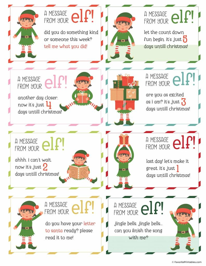 Elf On The Shelf Notes And Jokes, Free Printable Set Of 24 Cards pertaining to Free Printable Elf On The Shelf Worksheets