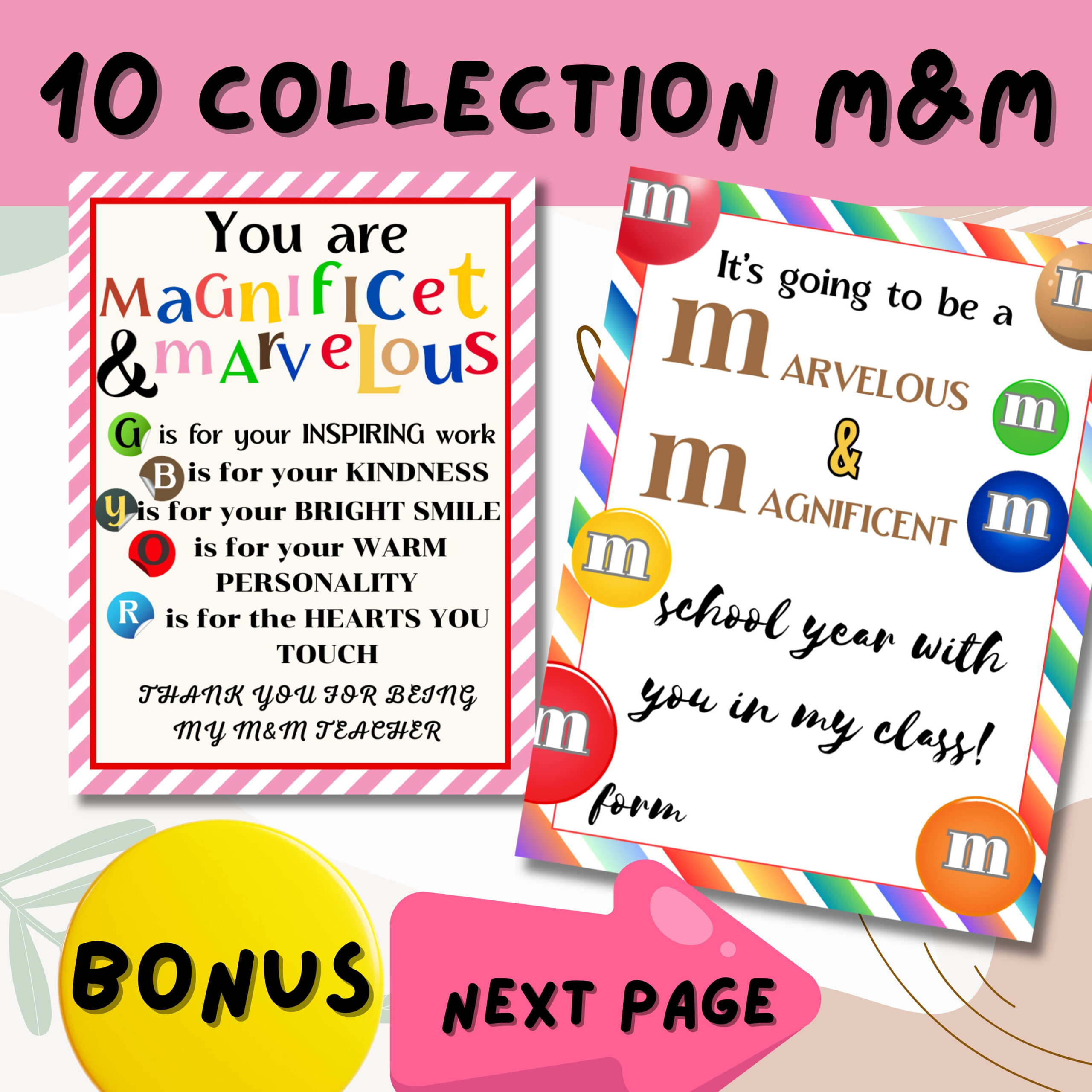 Employee Teacher Appreciation.candy Appreciation Tag.printable regarding M&amp;amp;amp;M Teacher Appreciation Printable