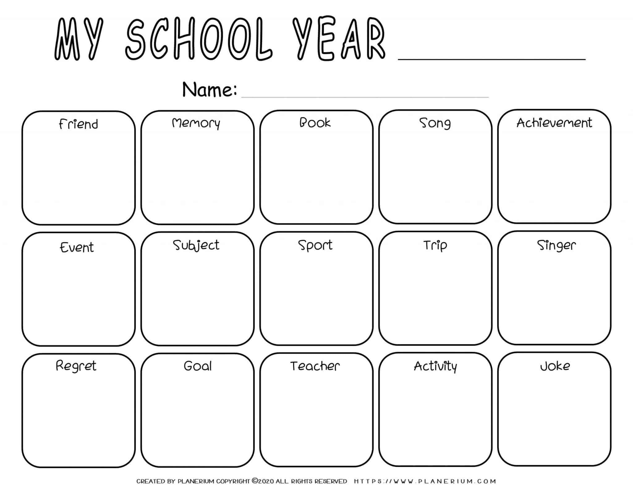 End Of Year - Worksheet - Reflection Grid | Planerium within Free Printable End Of The Year Worksheets