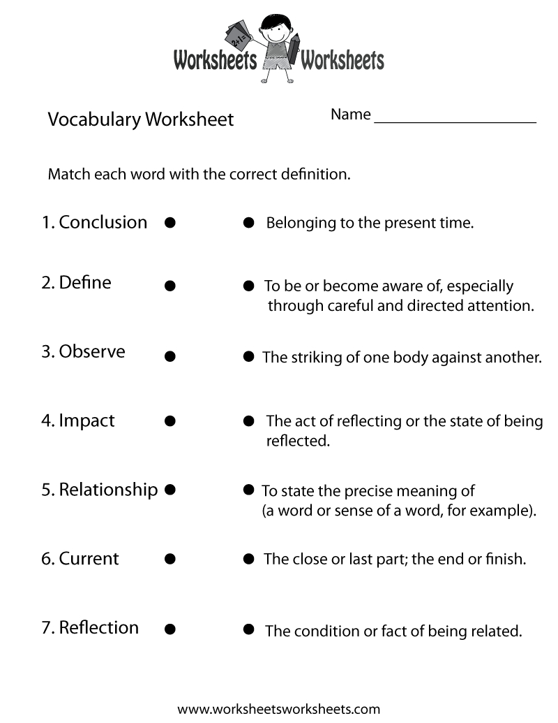 English Vocabulary Worksheet | Worksheets Worksheets within Vocabulary Printable Worksheets Grade 5
