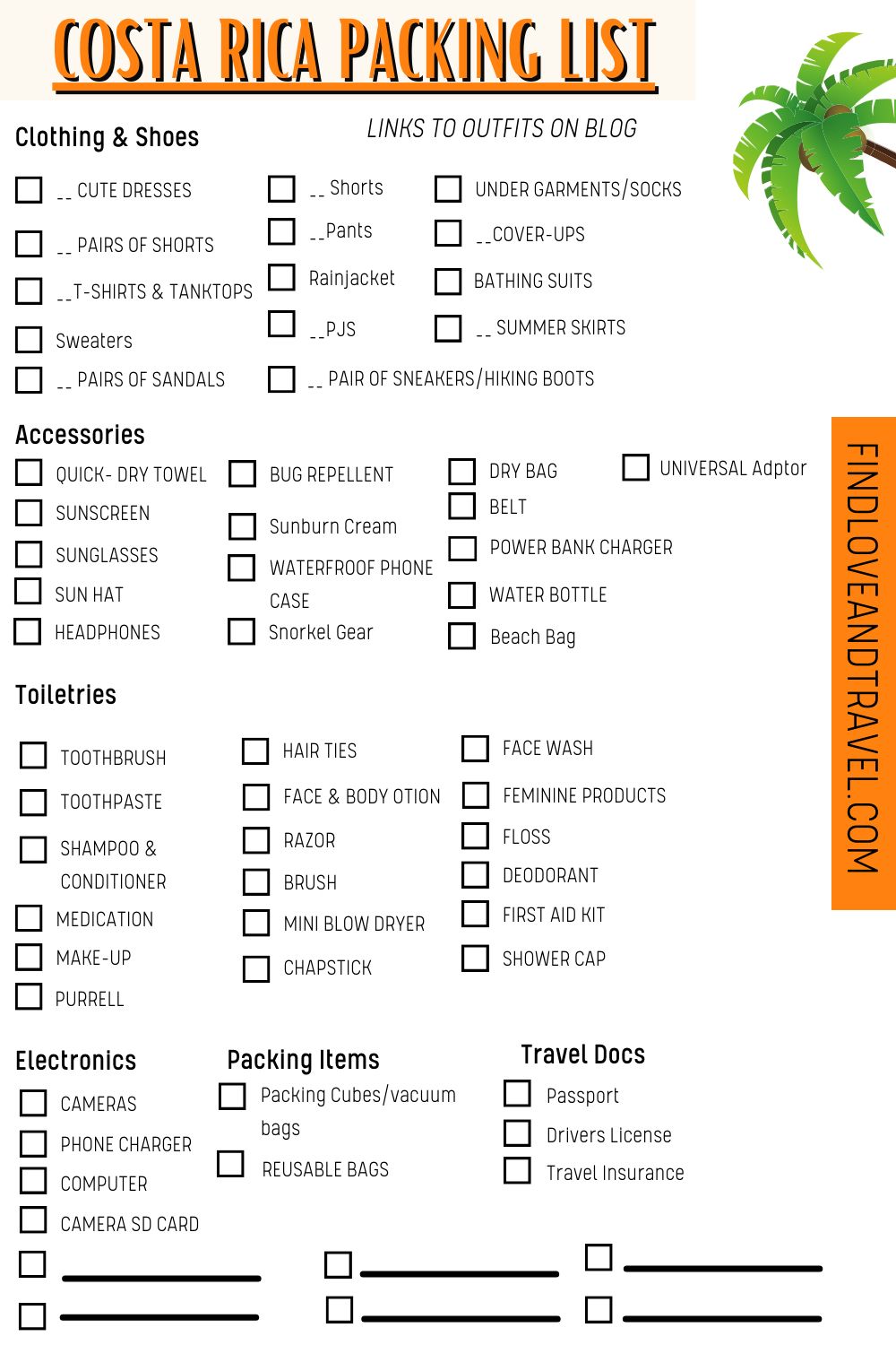 Printable Packing List For Costa Rica FREE Printable HQ