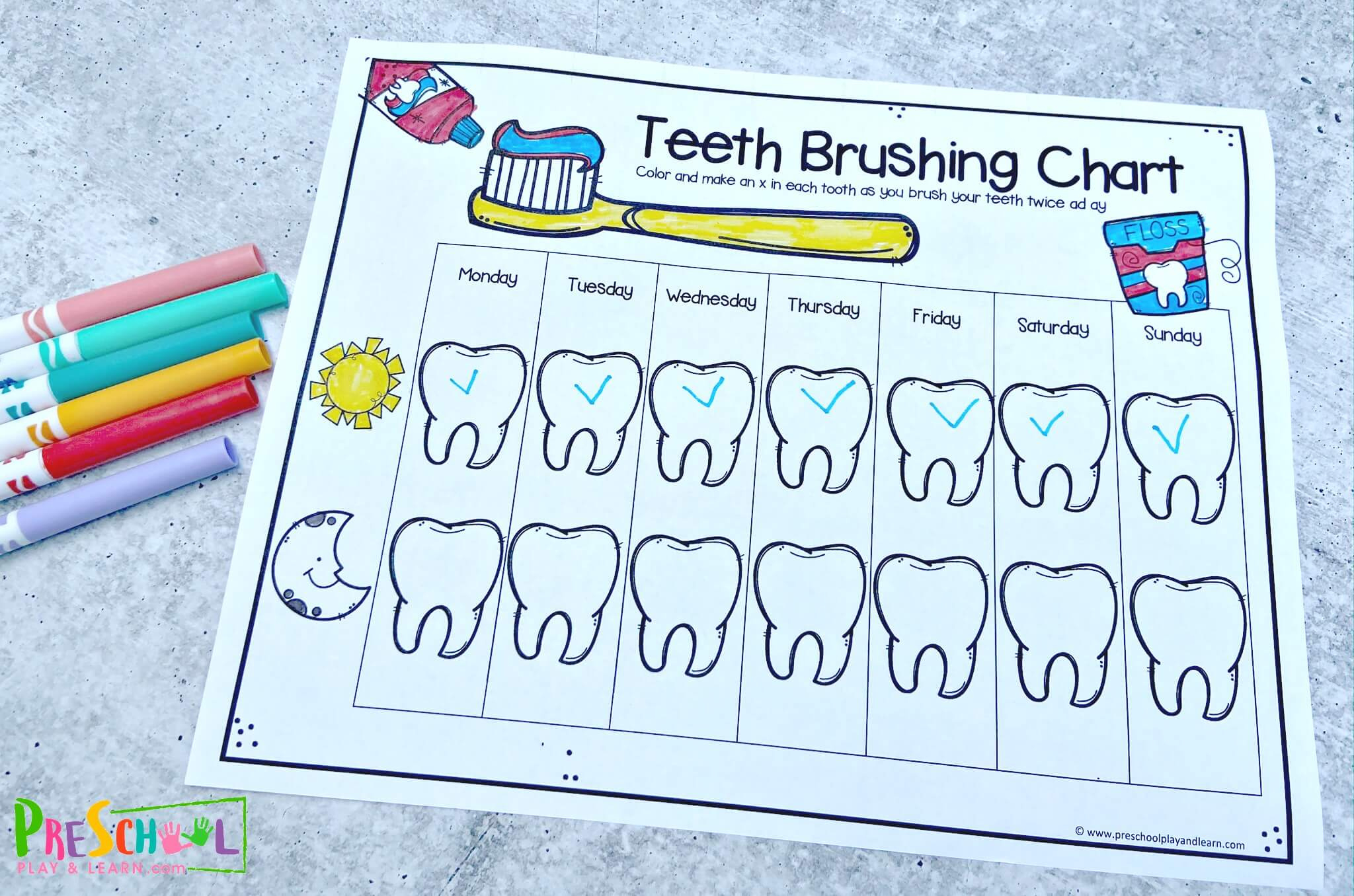 🦷 Free Printable Teeth Brushing Chart For Kids pertaining to Free Printable Tooth Brushing Chart