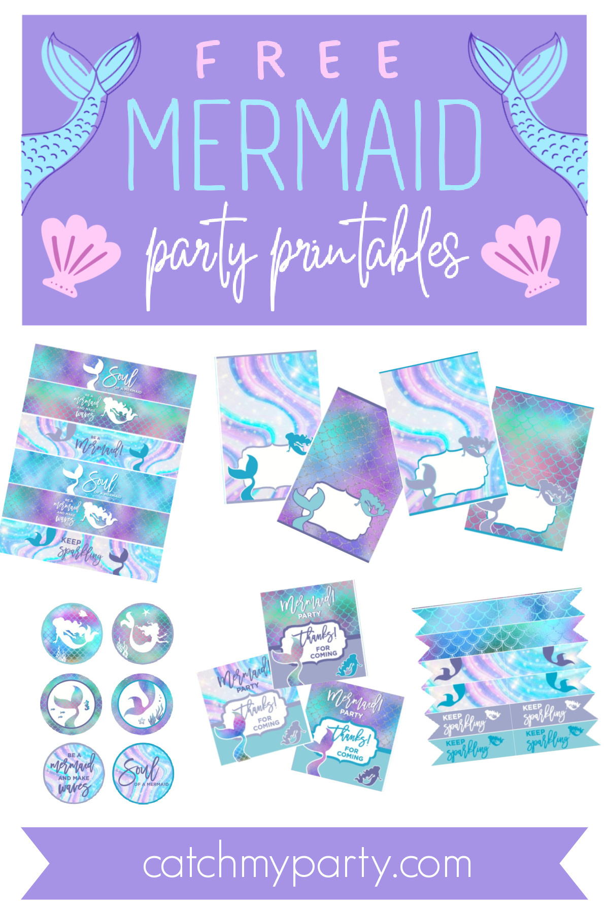 Fabulous Free Mermaid Party Printables! | Catch My Party regarding Mermaid Party Free Printables