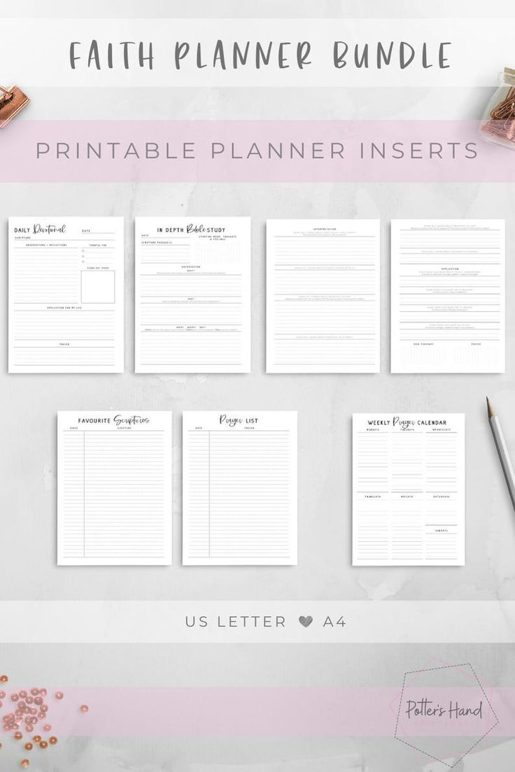 Faith Planner Christian Planner Inserts, Devotional Journal in Free Faith Planner Printables