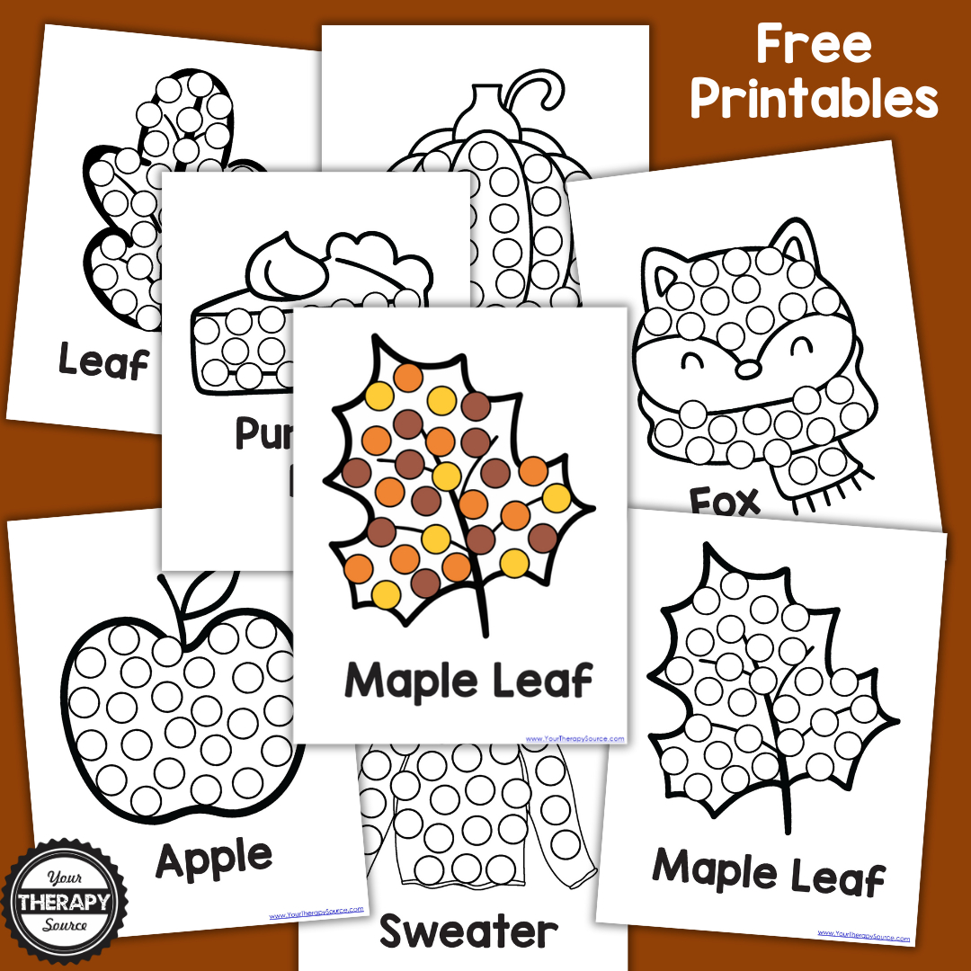 Fall Dot Marker Printables - Free - Your Therapy Source with Free Dot Dauber Printables