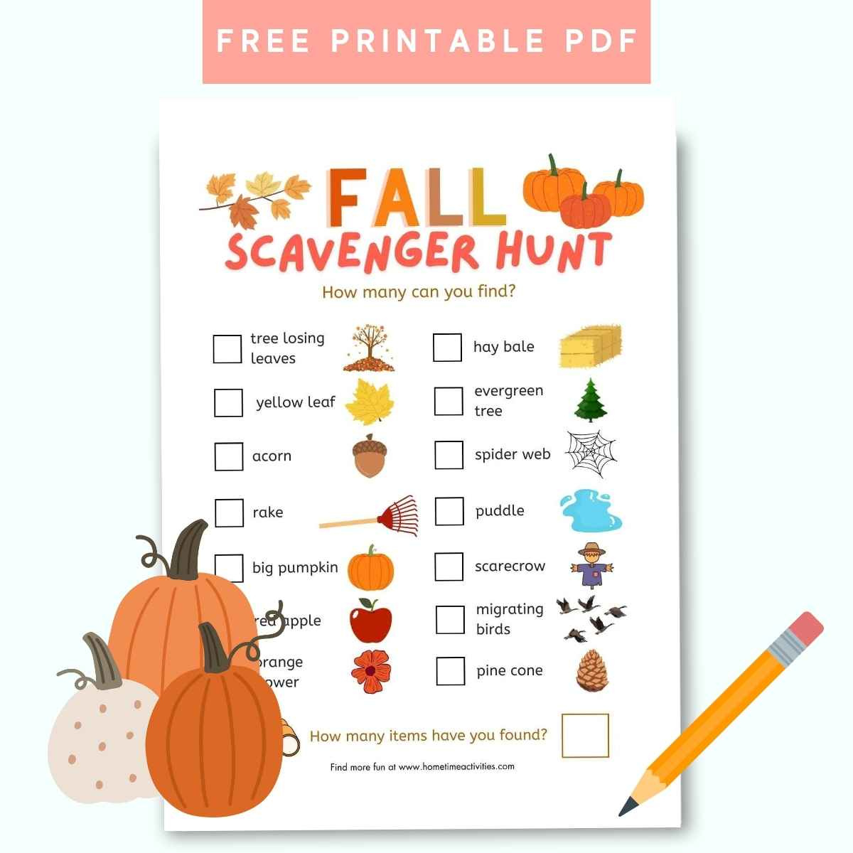 Fall Scavenger Hunt For Kids - Free Printable Pdf intended for Free Printable Fall Scavenger Hunt