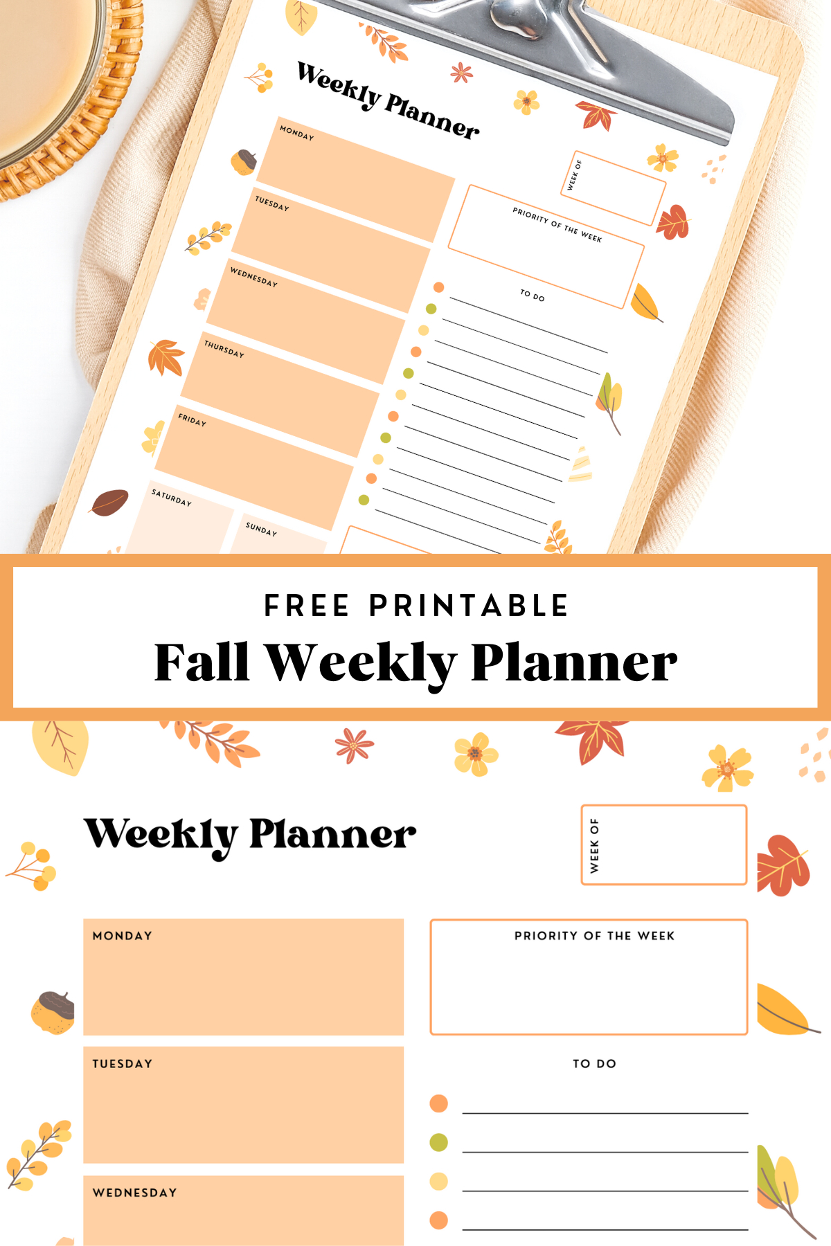 Fall Weekly Planner - Free Printable — Gathering Beauty within Free Daily Planner Autumn Printable