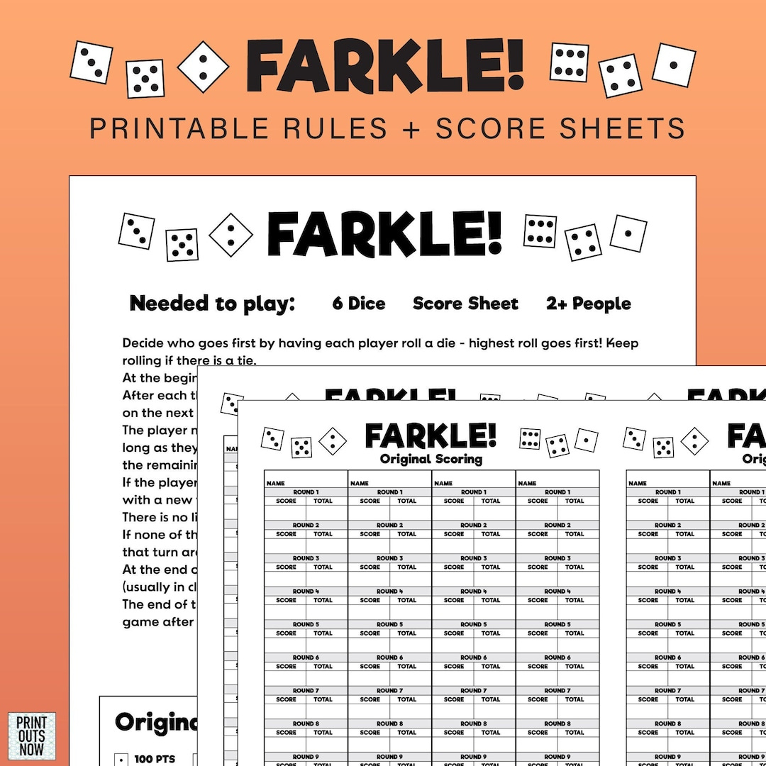 Farkle Printable Rules &amp;amp; Scoresheets - Print As Many As You with Farkle Rules Printable Free